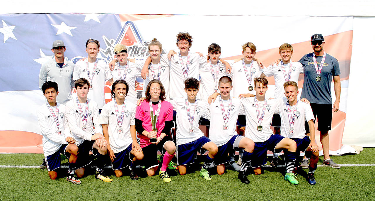 The Storm King U17 boys soccer team, made up of players from Sequim and Port Angeles high schools, completed an undefeated summer schedule, winning two tournaments and racking up a 9-0 record.