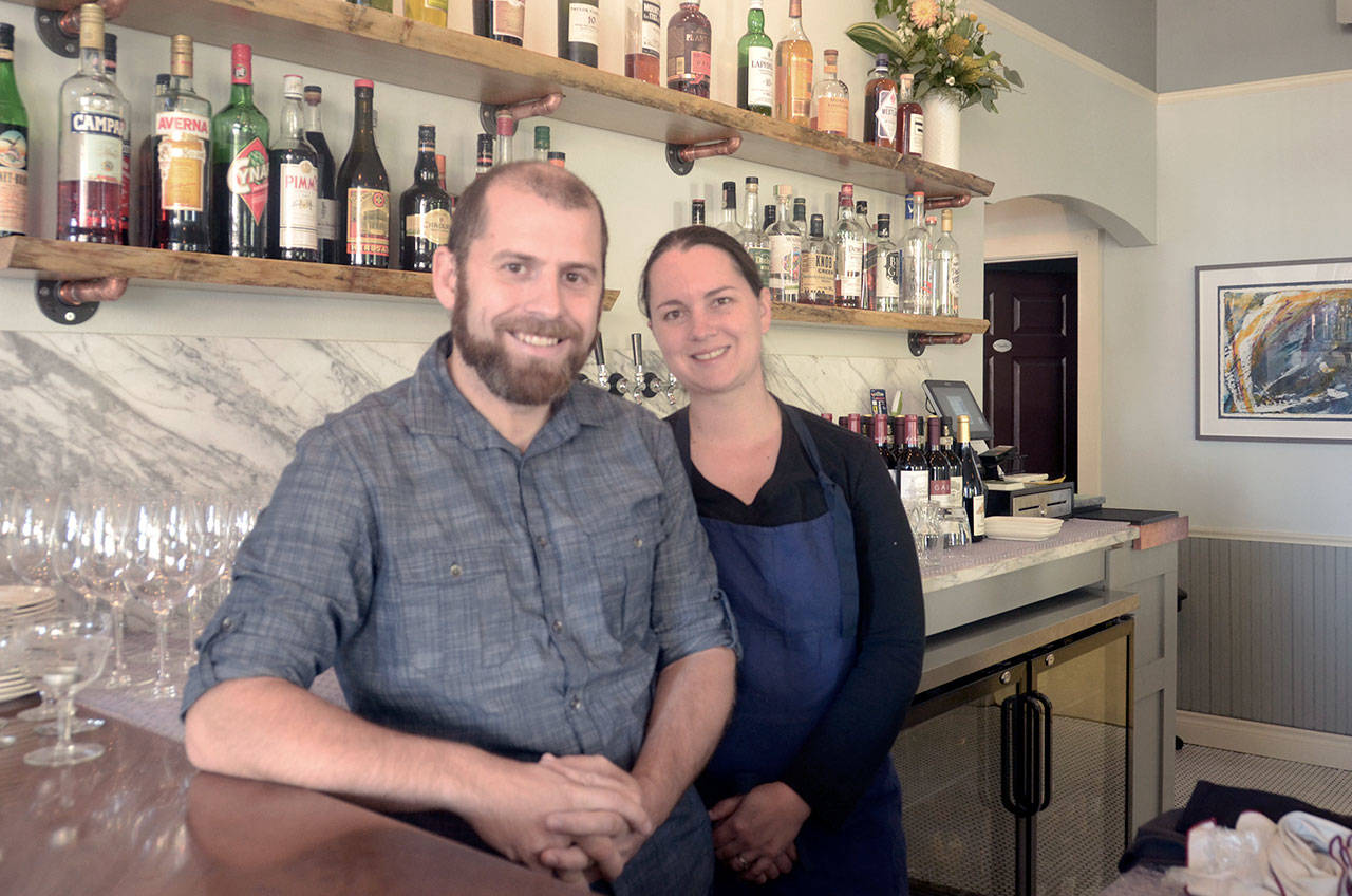 Scott Ross and Deborah Taylor, who have worked in restaurants in New York and Seattle, have settled in at their new restaurant, Finistére, in Port Townsend, which offers farm to table meals made from scratch and a menu that changes with the seasons. (Cydney McFarland/Peninsula Daily News)