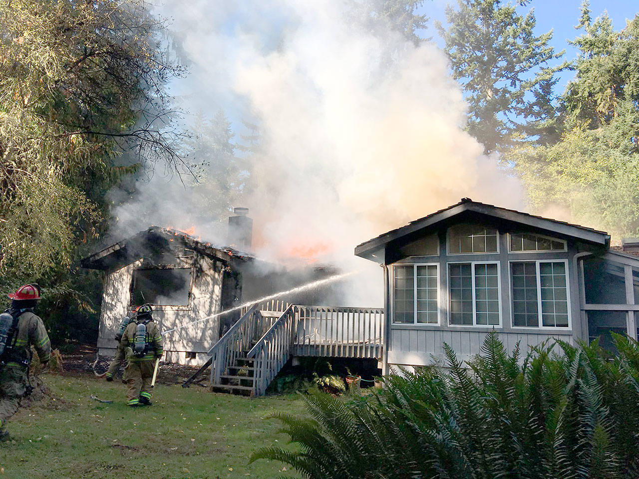 An unidentified elderly woman sustained minor injuries in a fire at her Port Townsend home Wednesday. (East Jefferson Fire-Rescue)