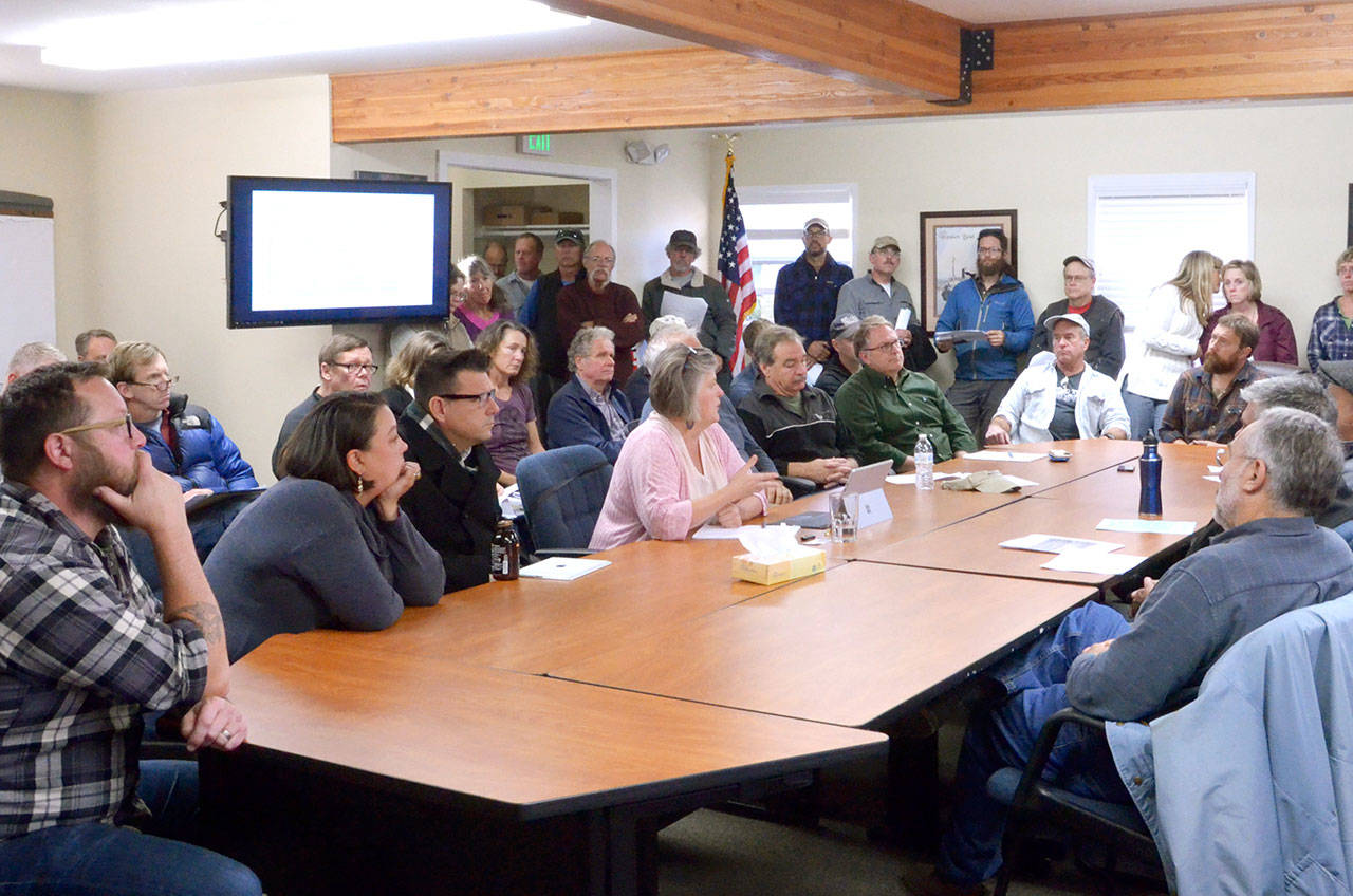 It was standing room only at the meeting between Port of Port Townsend staff and members of the Marine Trades Association. (Cydney McFarland/Peninsula Daily News)