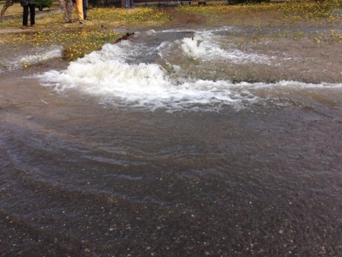A water main break in Port Angeles on Sunday morning closed a portion of Ninth Street. (Port Angeles Fire Department)