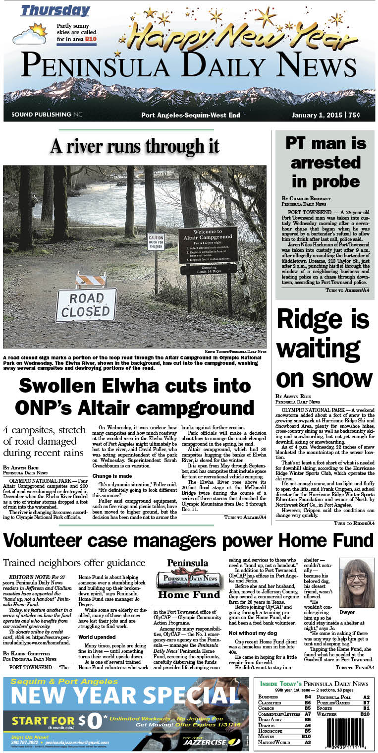 Here is today's front page for our Clallam County readers — news tailored to your community. There's more inside that isn't online! ()