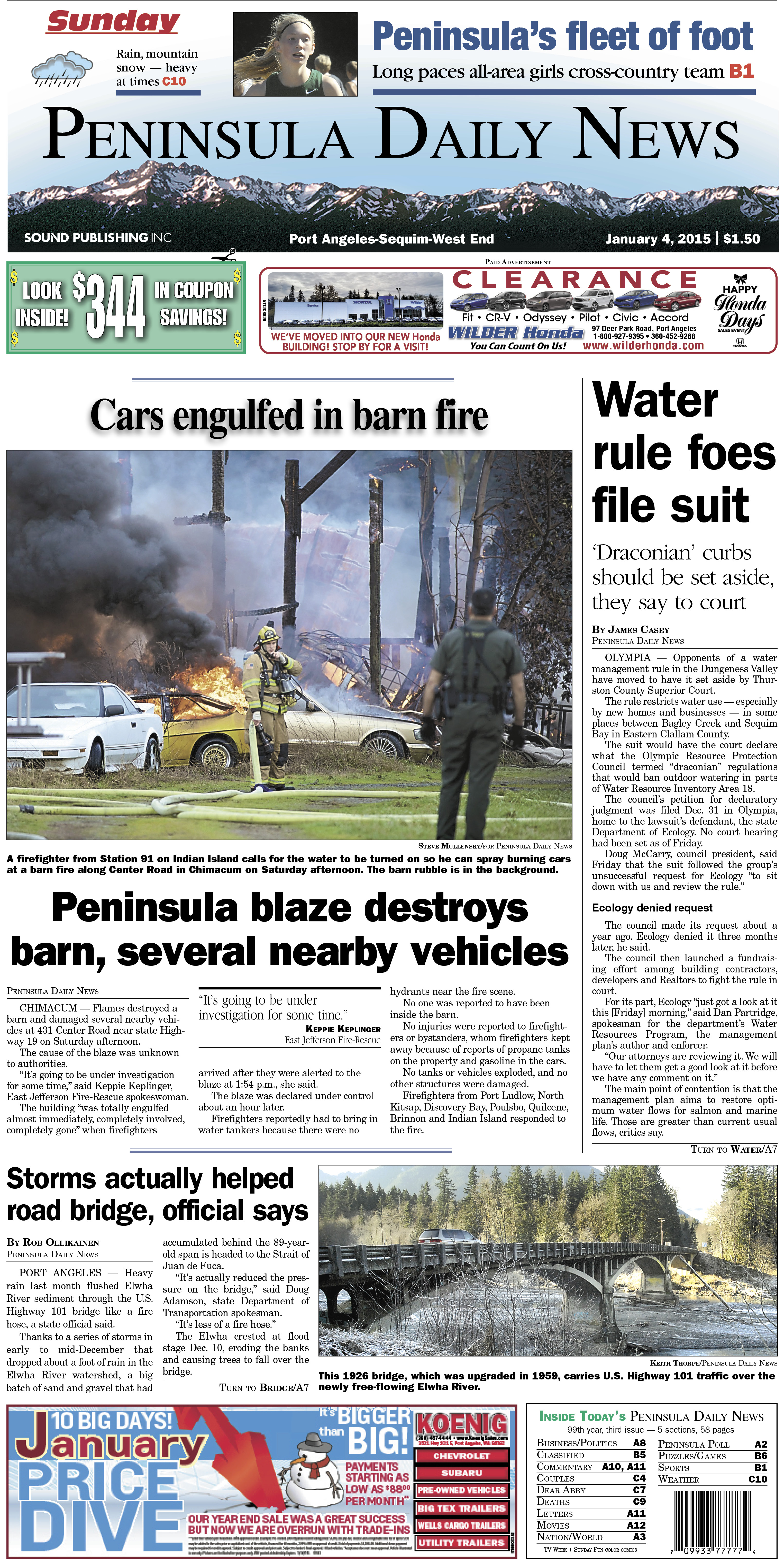 Here is today's front page for our Clallam County readers — news tailored to your community. There's more inside that isn't online! ()