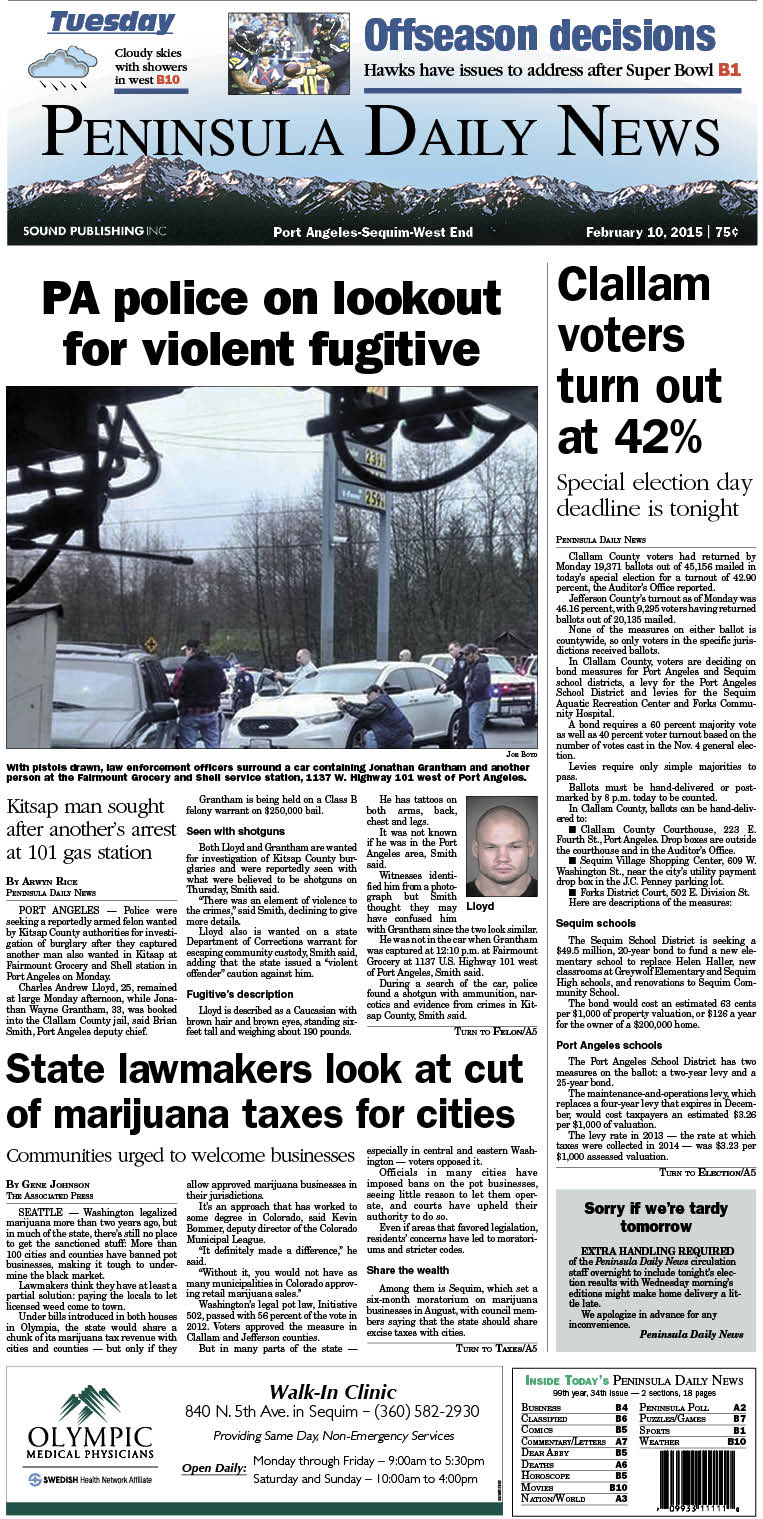 Here is today's front page tailored to Clallam County. There's more inside that isn't online! ()