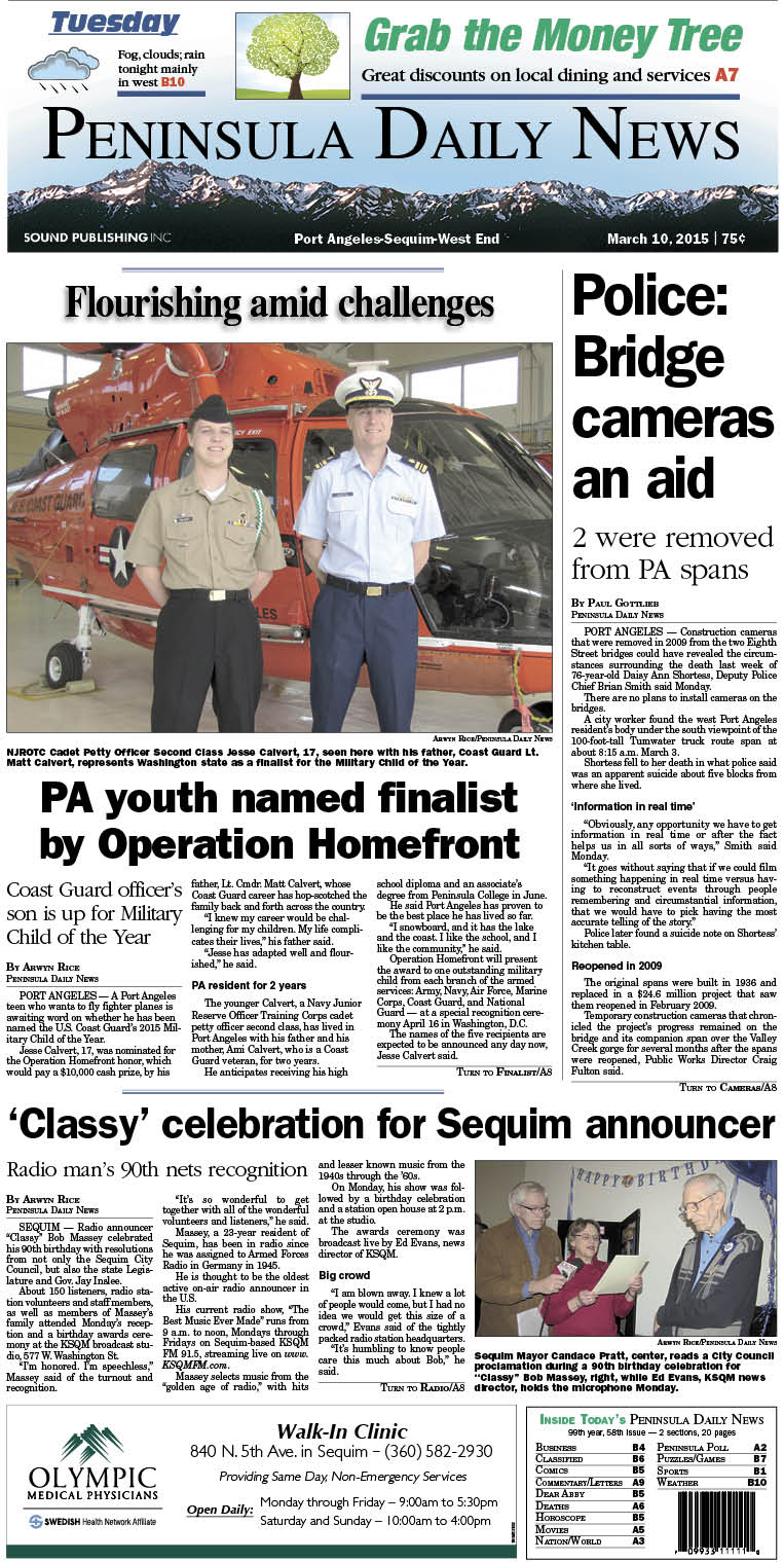 Today's front page for Clallam County. There's more inside that isn't online! ()