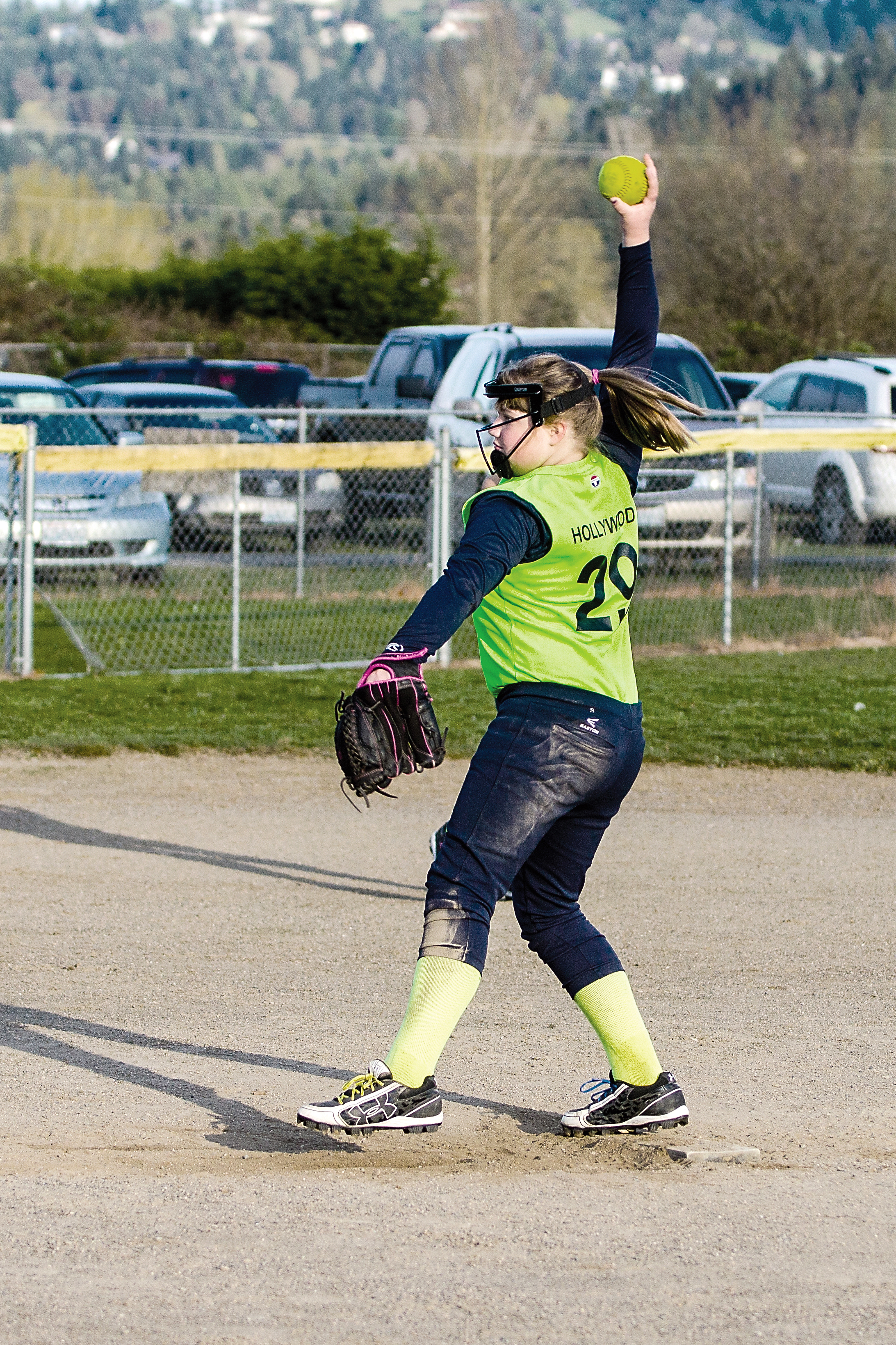 Amelia Pozernick pitches in a preseason scrimmage between the two Sequim Little League majors-level softball teams. The league's opening ceremonies are Saturday at the Sequim Little League fields and James Standard Park. ()
