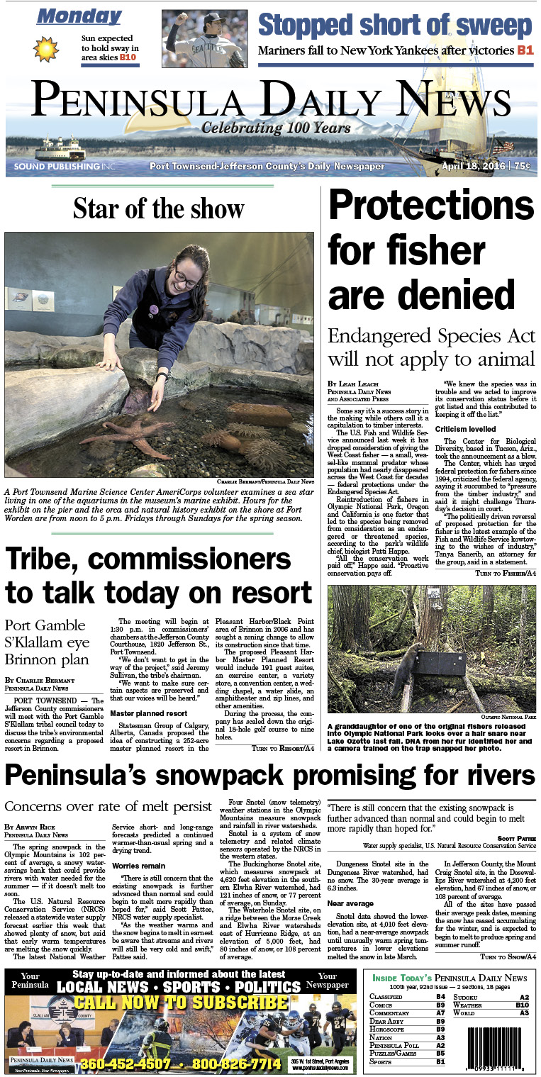 Today's front page tailored for the PDN's readers in Jefferson County. There's more inside that isn't online! ()