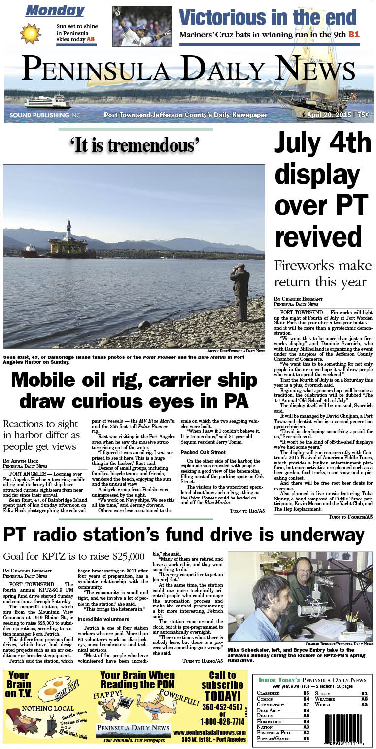 Today's front page tailored for the PDN's Jefferson County edition. There's more inside that isn't online! ()