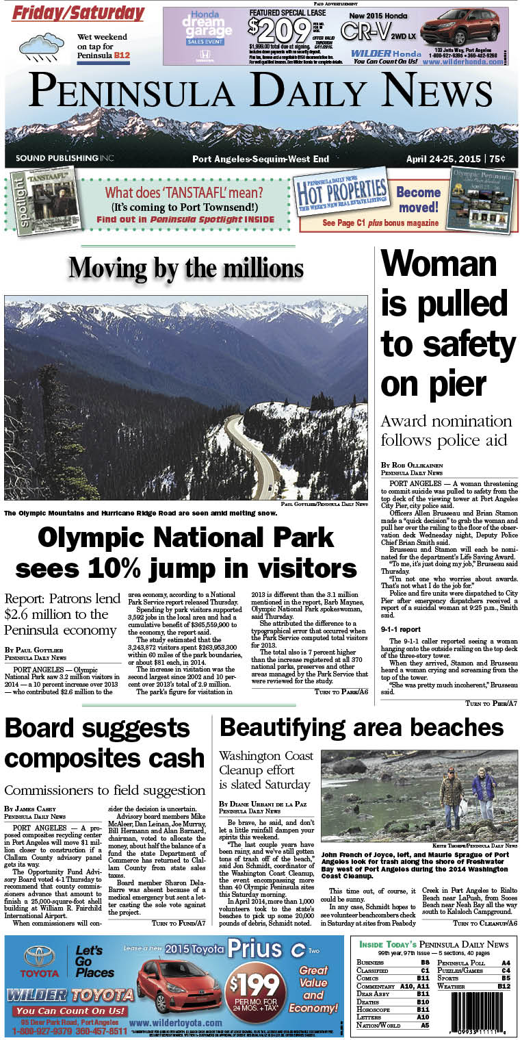 Today's front page tailored for the PDN's Clallam County readers. There's more inside that isn't online! ()
