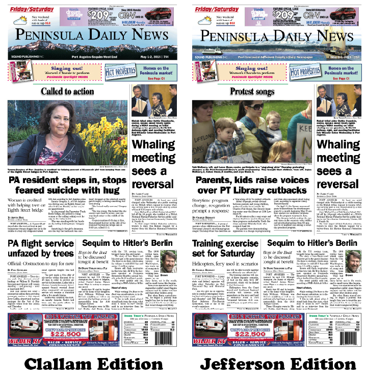 Today's front pages tailored for the PDN's Clallam and Jefferson readers. There's more inside that isn't online! ()