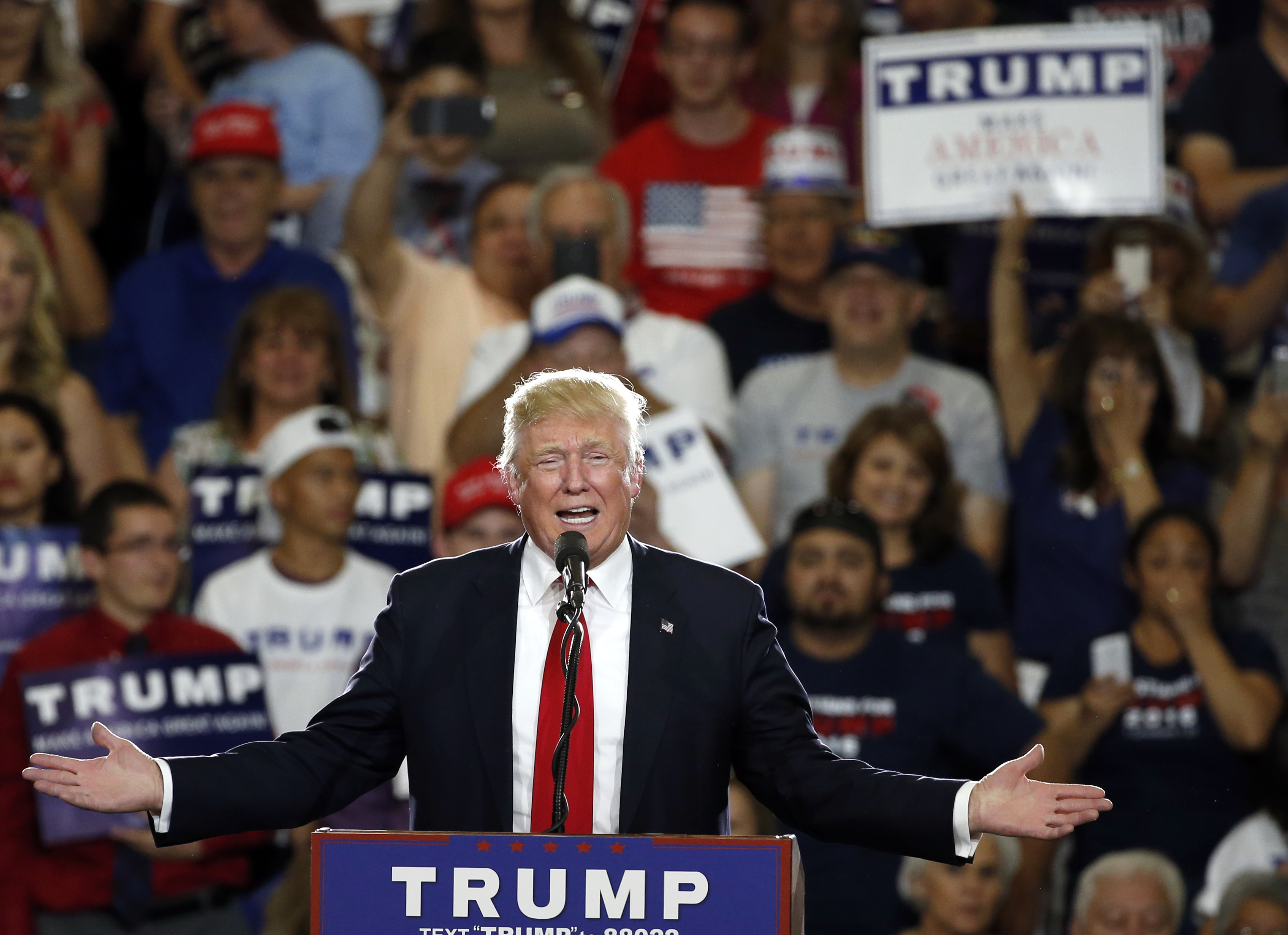 Republican presidential candidate Donald Trump speaks at a campaign event in Albuquerque