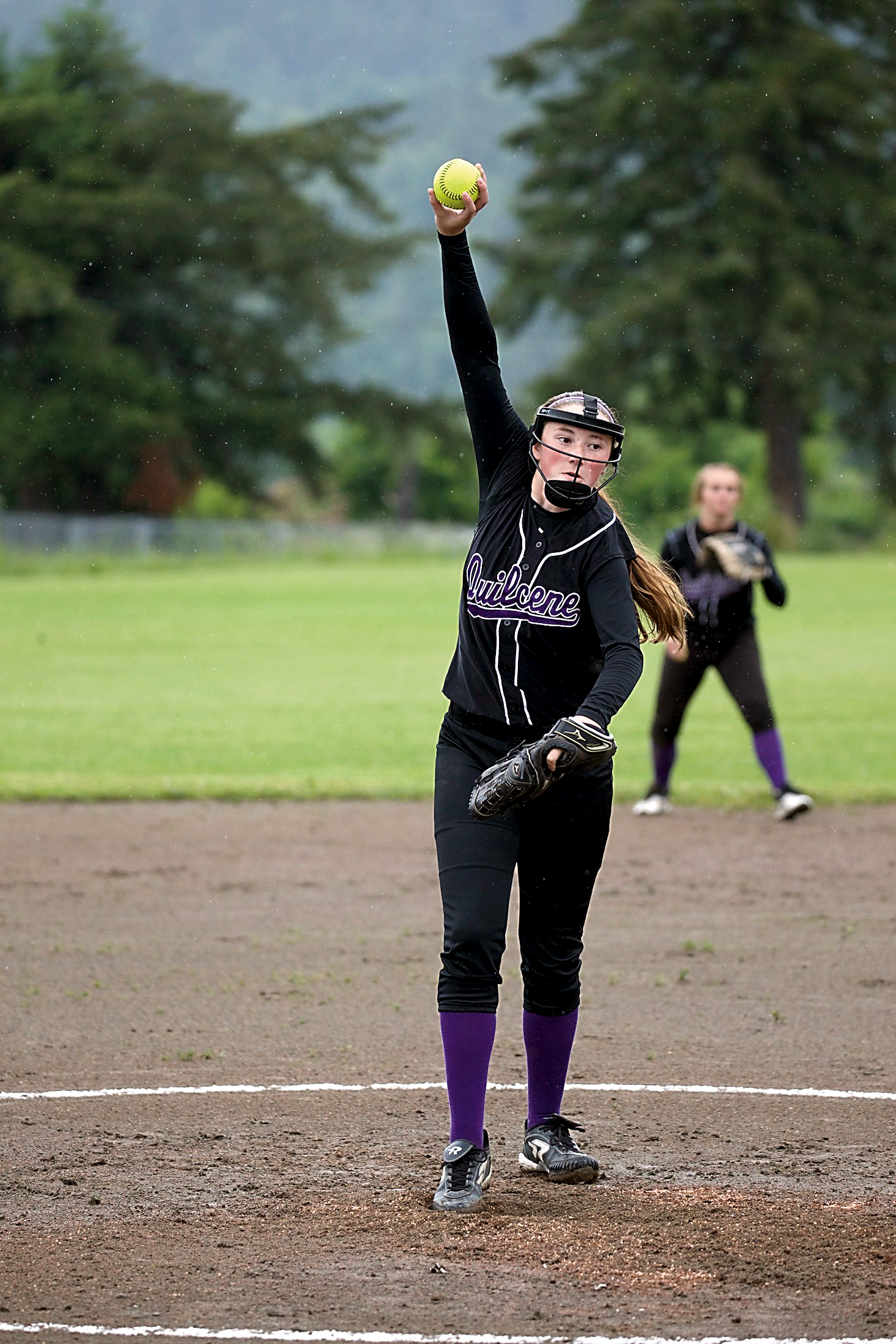 Bailey Kieffer is 17-2 in her first season as Quilcene's top pitcher. (Steve Mullensky/for Peninsula Daily News)