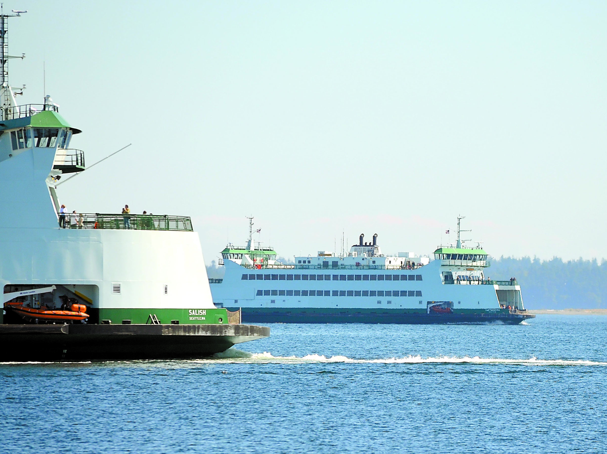 The MV Chetzemoka passes by its sister ship
