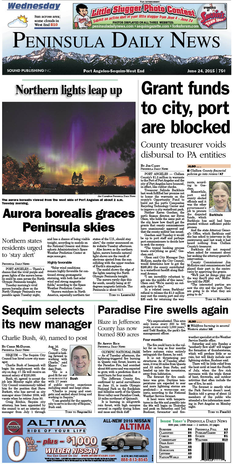 Today's front page tailored for the PDN's readers in Clallam County. There's more inside that isn't online! ()