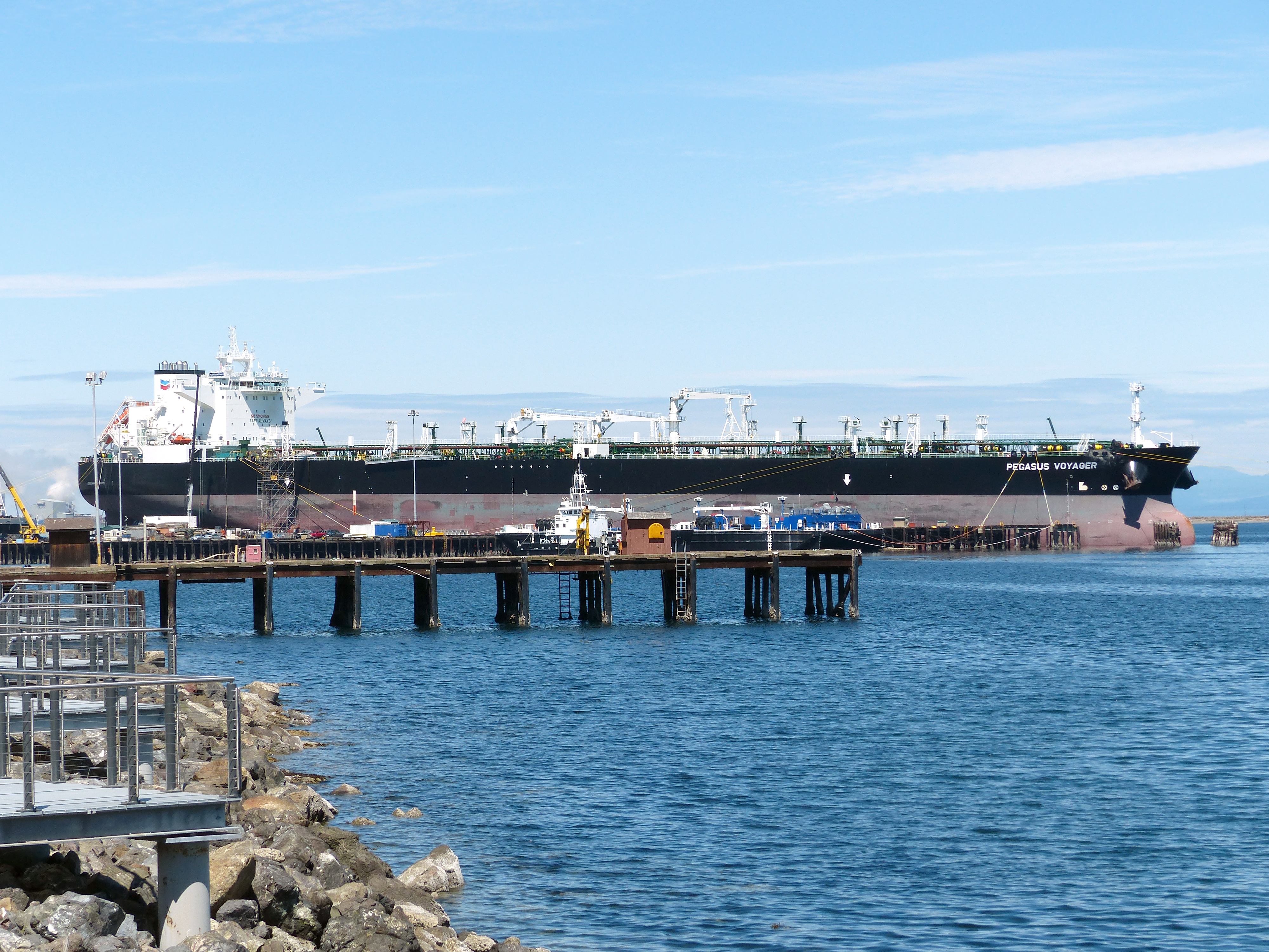 Chevron's Pegasus Voyager is tied up at the Port of Port Angeles' Terminal 1 North. (David G. Sellars/for Peninsula Daily News)