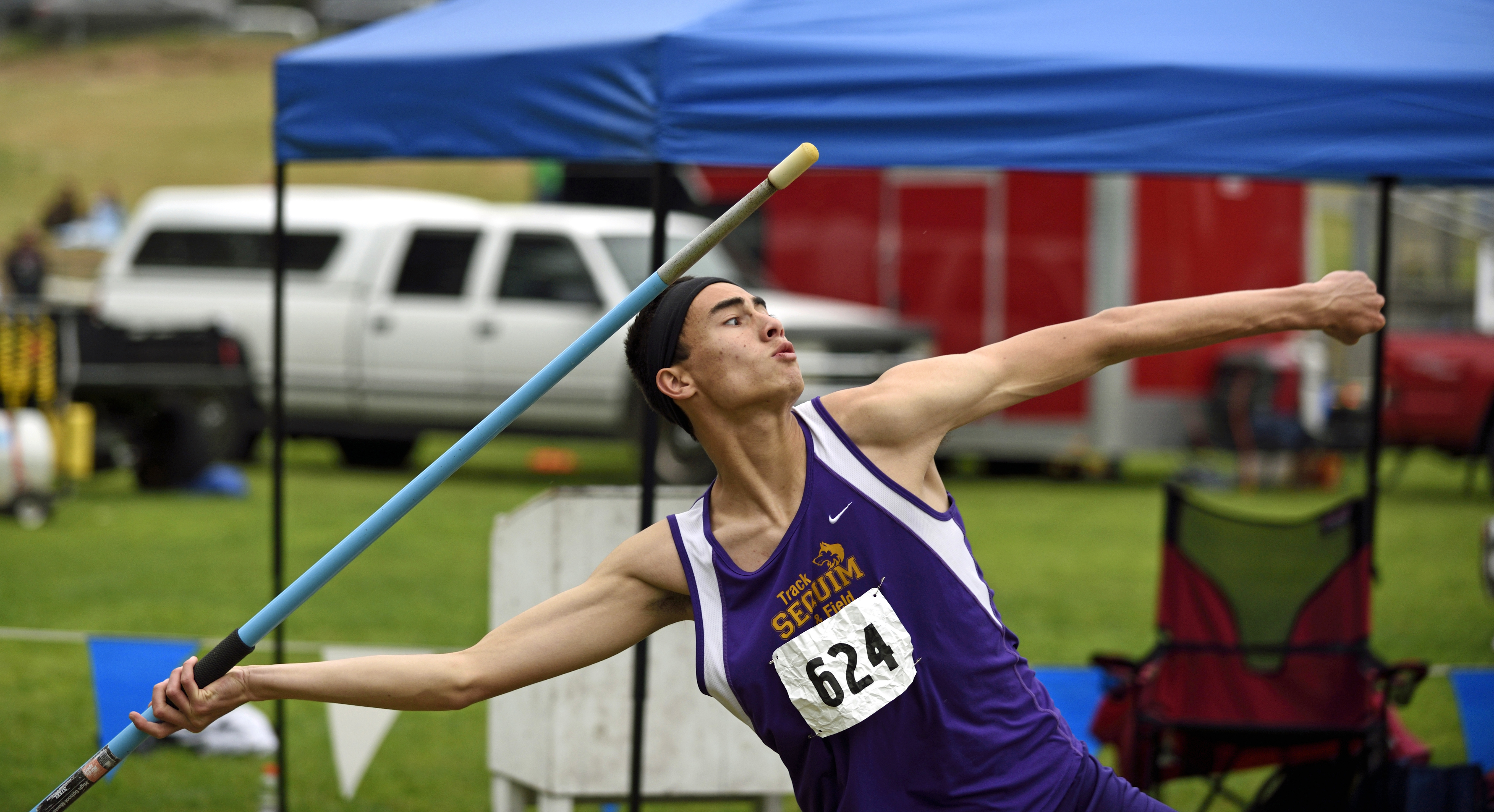 Alex Barry won an individual state championship in the javelin and ran the third leg of Sequim's first-ever relay state championship. Dave Shreffler/for Peninsula Daily News
