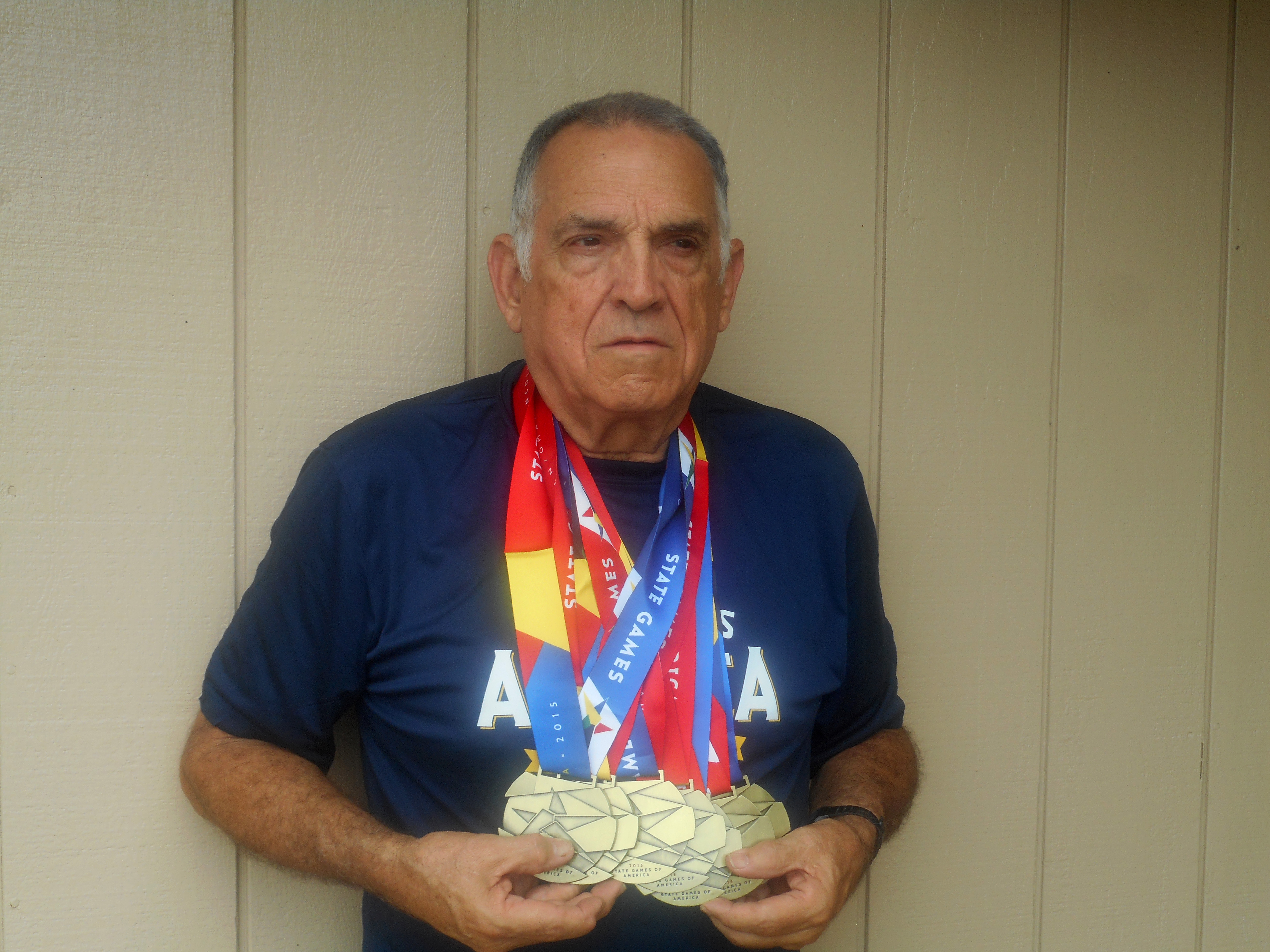 Ron Snipe with the medals he won at the State Games of America in Nebraska.
