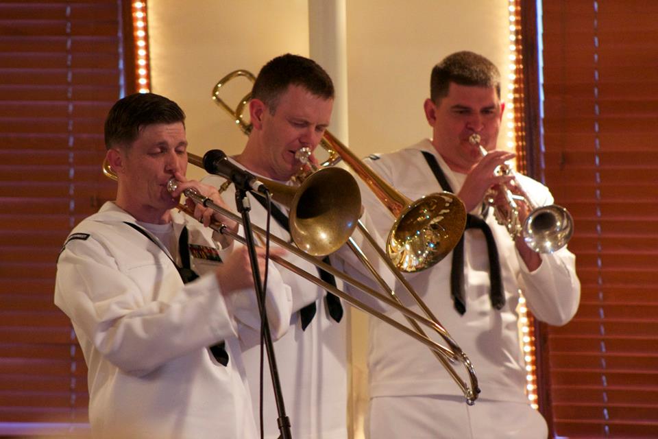 Three members of Navy Band Northwest's show band