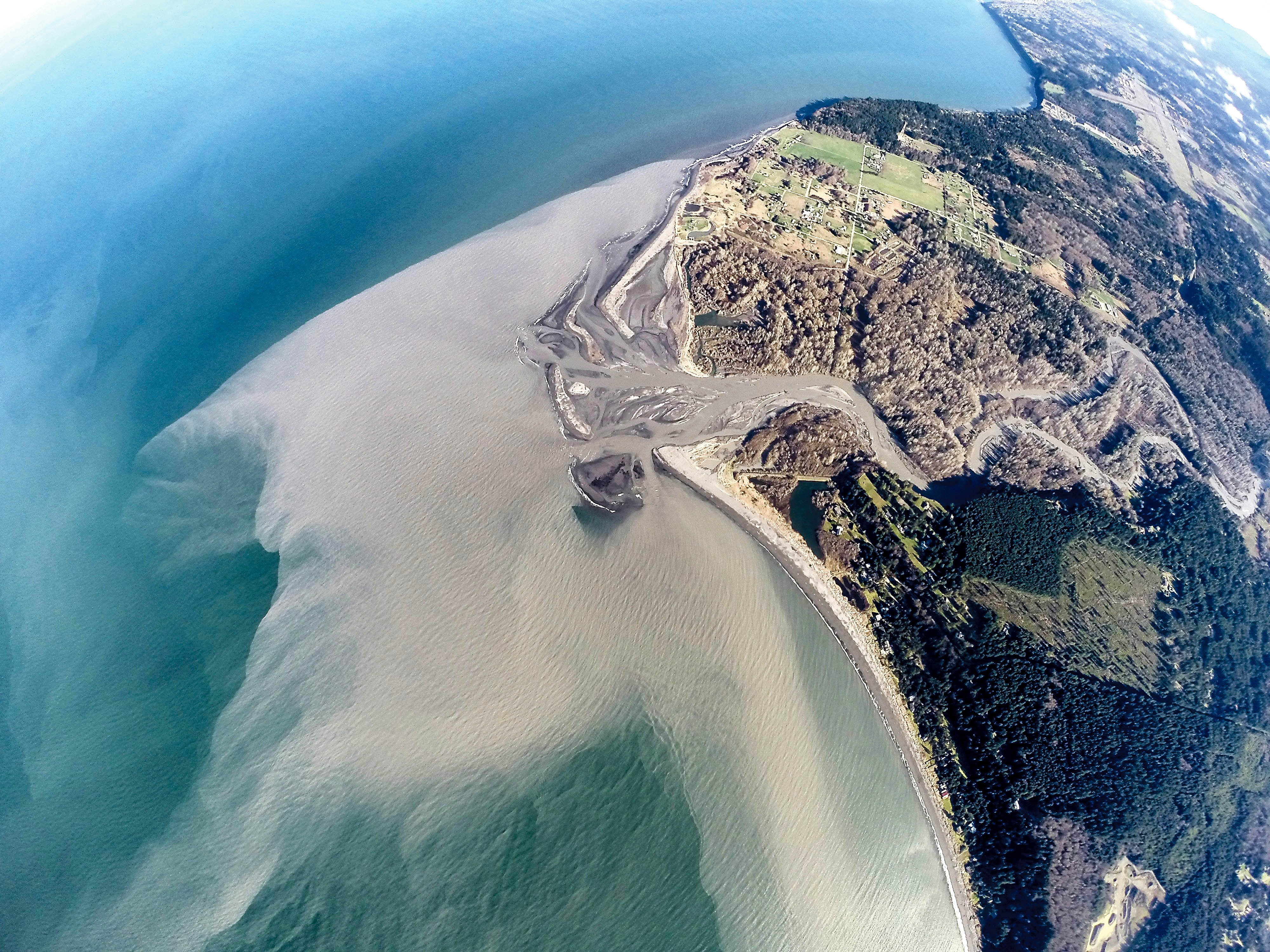 The mouth of the Elwha River is pictured in this aerial photo taken Feb. 15. — Tom Roorda ()