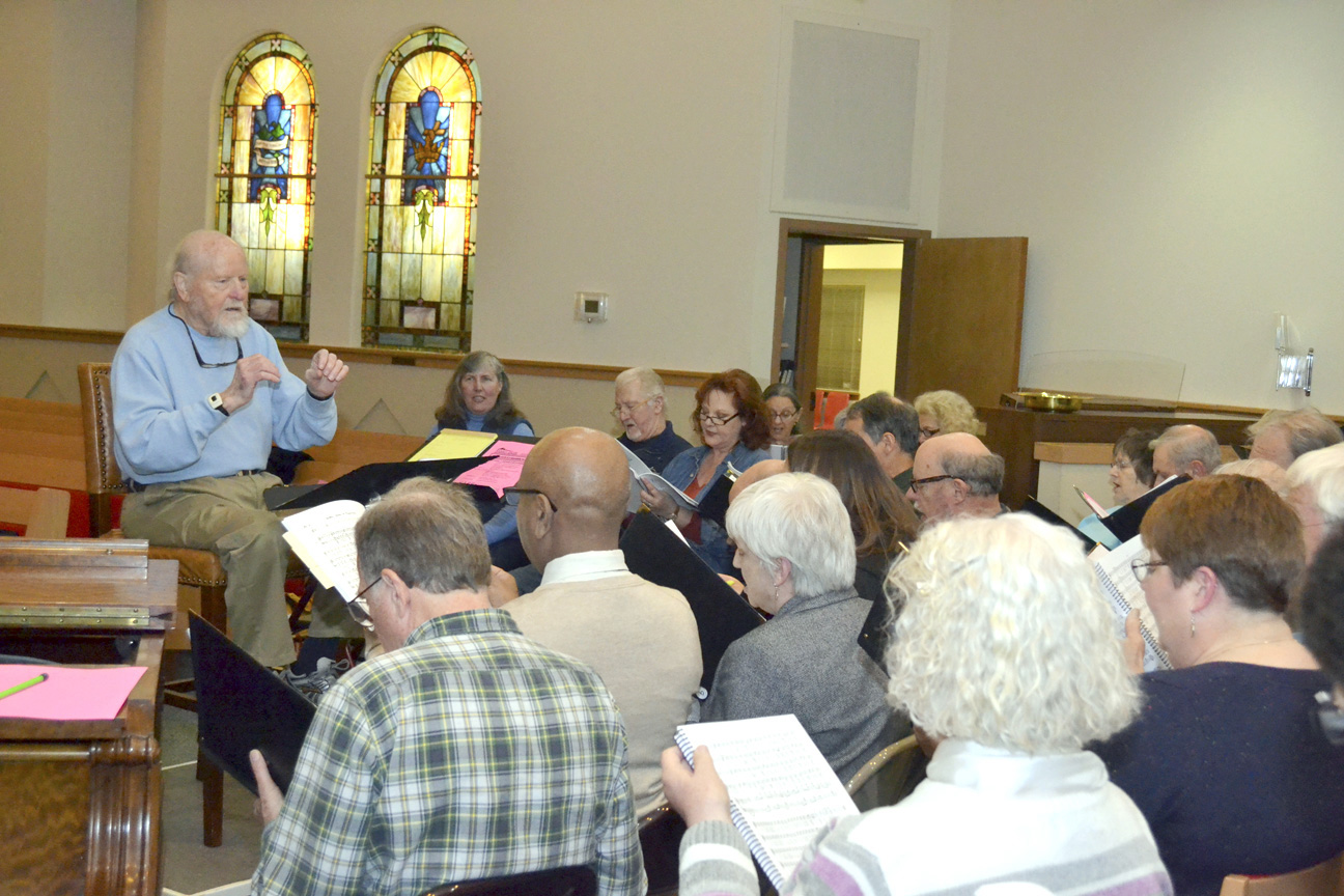 The Peninsula Singers practice at Trinity United Methodist Church in Sequim recently. (Olympic Peninsula News Group)