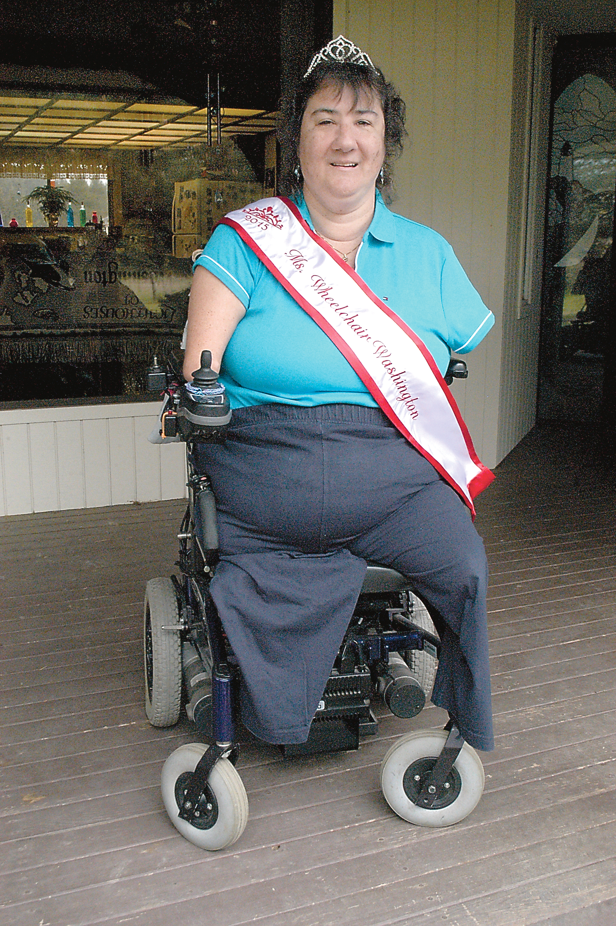 Sequim resident Julie Broadwell has been crowned Ms. Wheelchair Washington 2015. (Chris McDaniel/Peninsula Daily News)