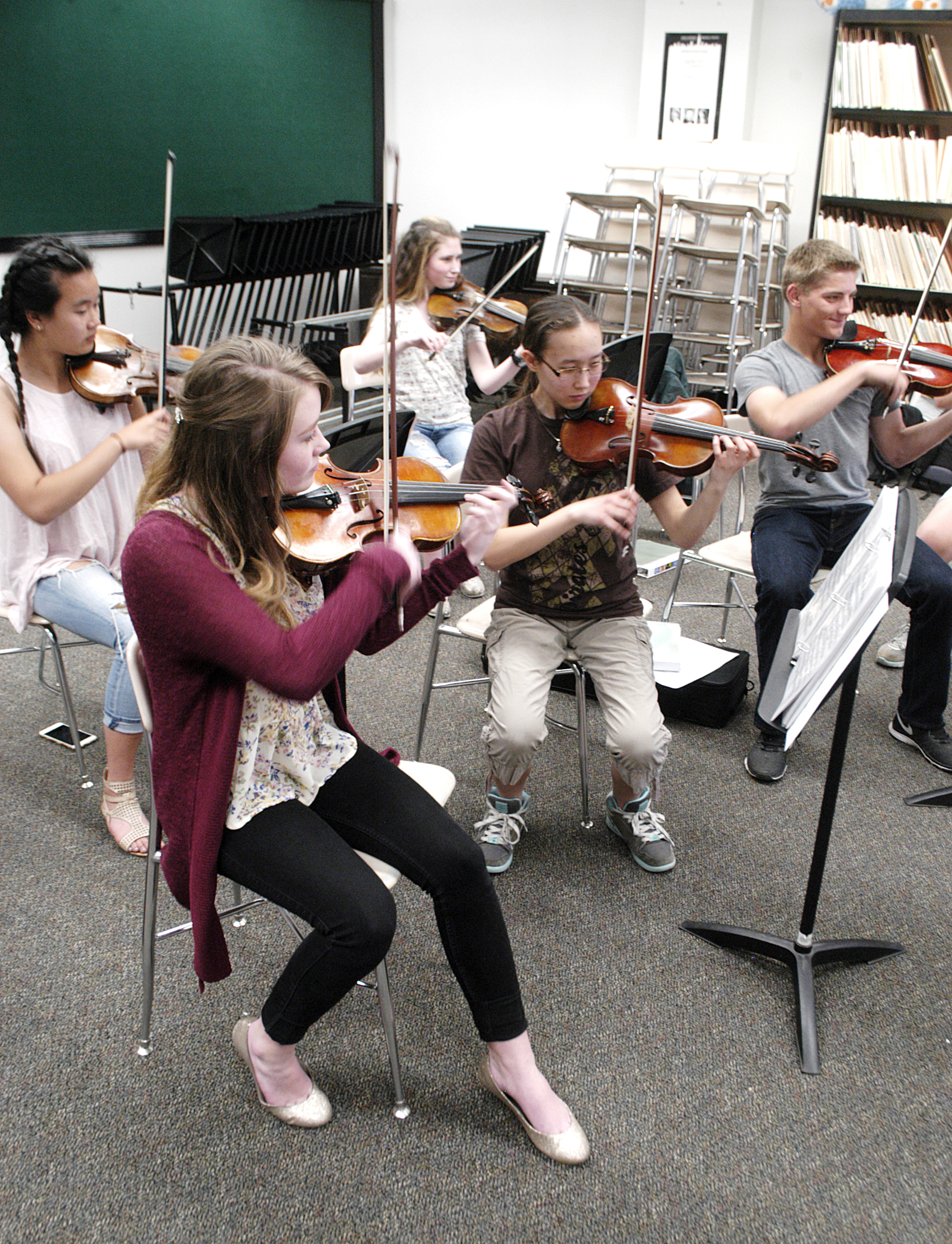 Members of the Port Angeles High School orchestra