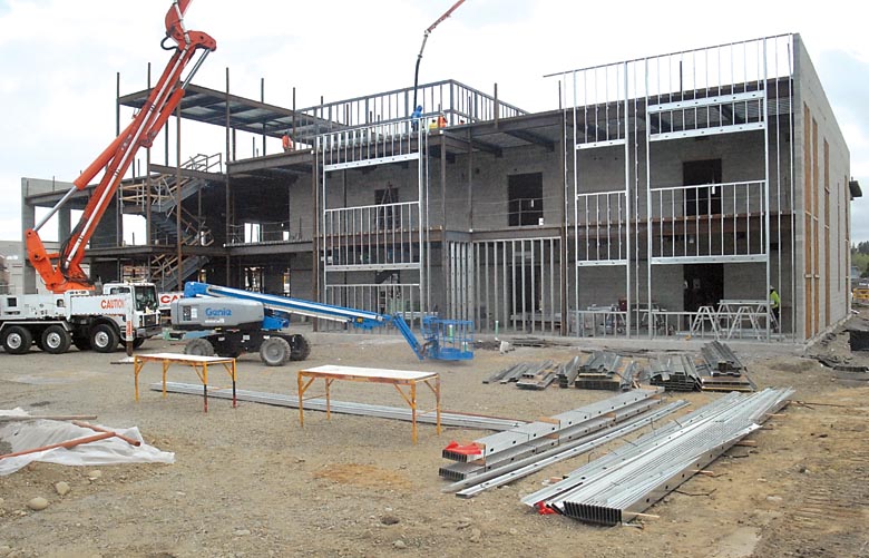 Construction continues on a new medical office building being built by Olympic Medical Center at Race and Georgiana streets in Port Angeles.  Keith Thorpe/Peninsula Daily News ()