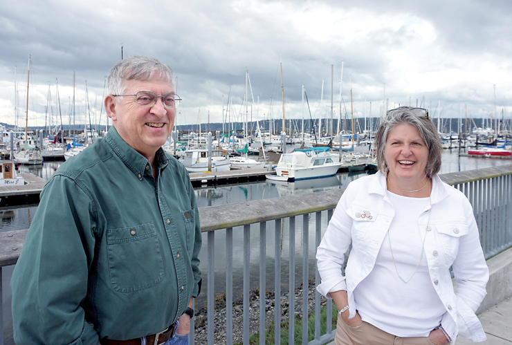 Outgoing Port of Port Townsend Director Larry Crockett is handing the reins over to Sam Gibboney. — Charlie Bermant/Peninsula Daily News ()