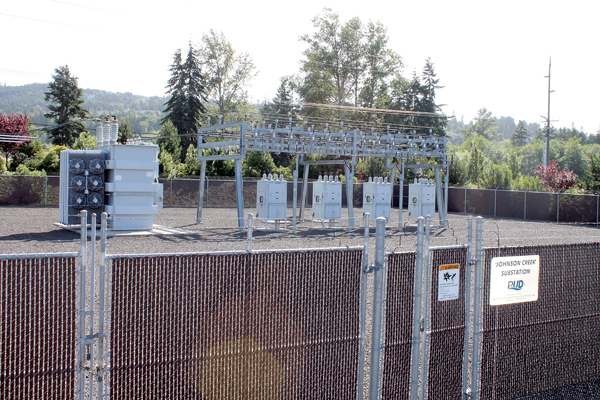 A proposed Clallam County Public Utility District solar energy system would share space with the district's Johnson Creek substation off Washington Harbor Loop in east Sequim. (Alana Linderoth/Olympic Peninsula News Group)