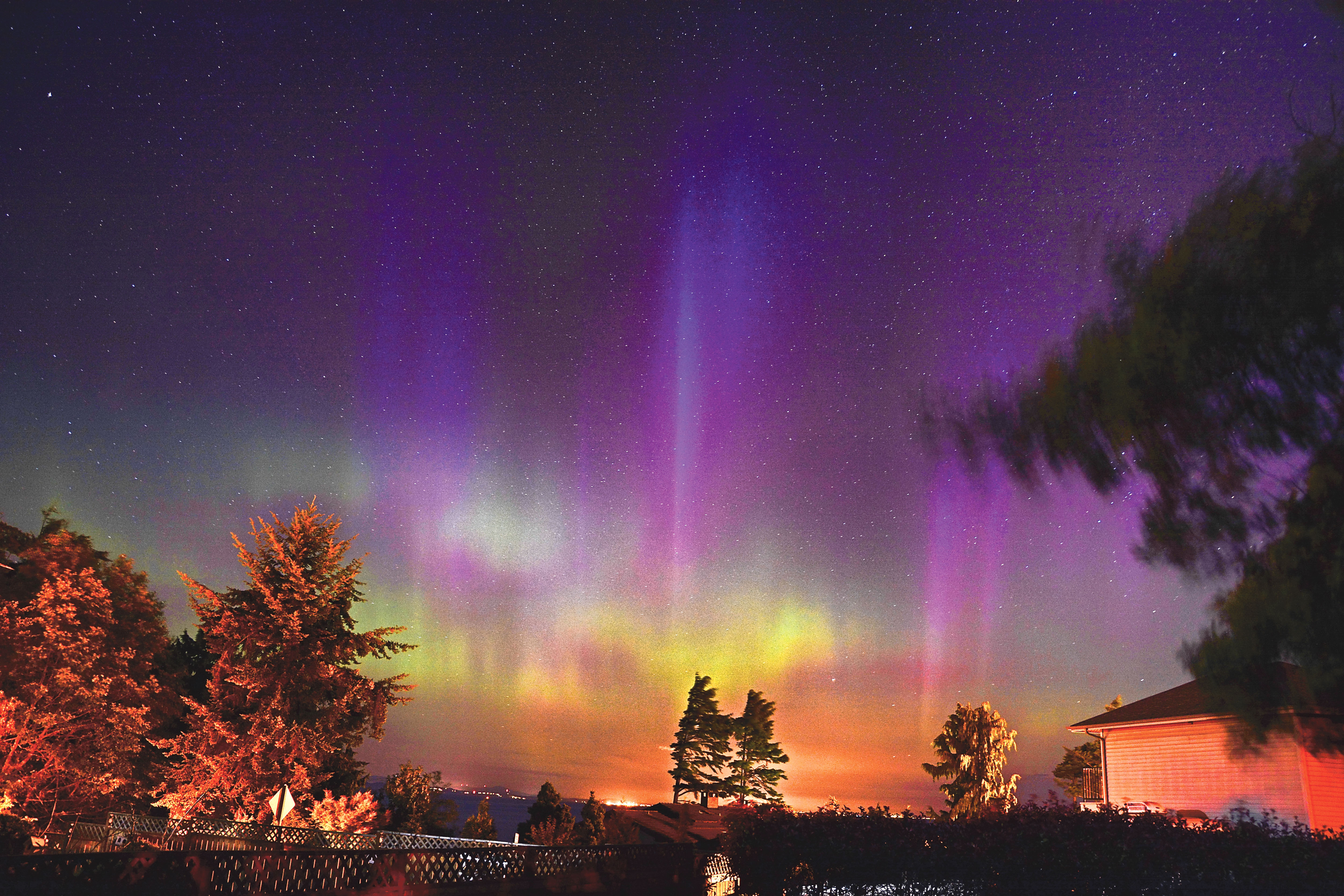 The aurora borealis viewed from the west side of Port Angeles at about 2 a.m. Tuesday morning. (Jay Cline/for Peninsula Daily News)
