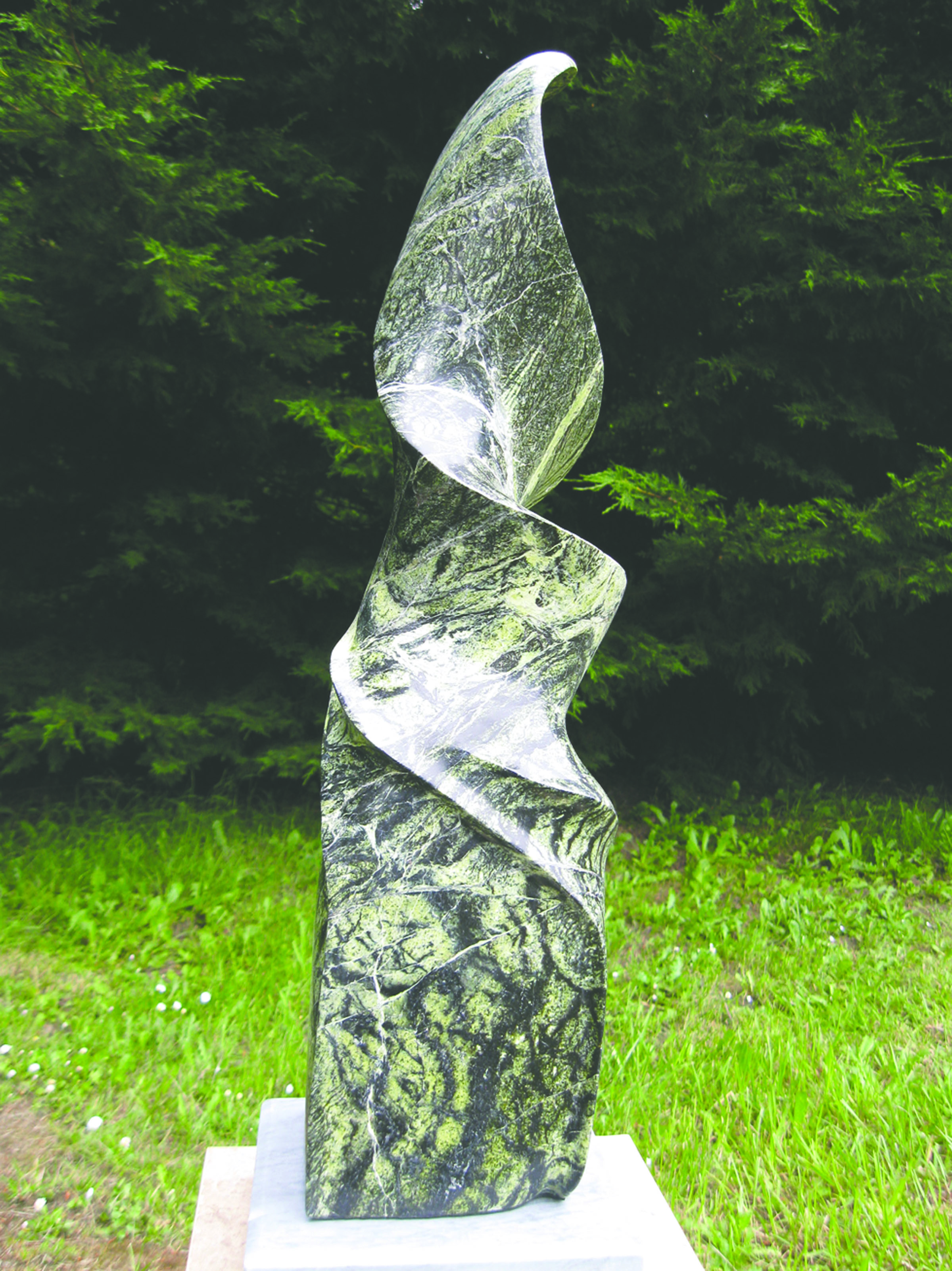 This stonework by sculptor Arliss Newcomb will be on display from 10 a.m. to 4 p.m. Saturday and Sunday during an open house at her studio