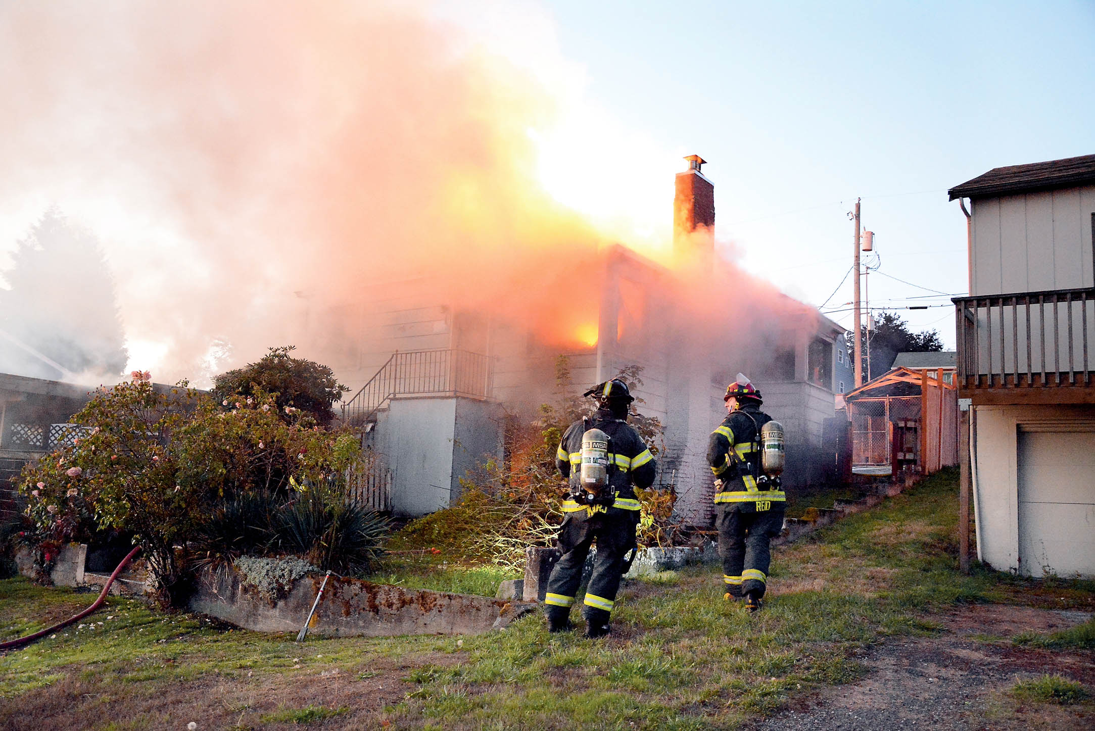 The Port Angeles Fire Department responded to this structure fire on East Lopez Avenue early Friday. Jay Cline/Clallam County Fire District No. 2