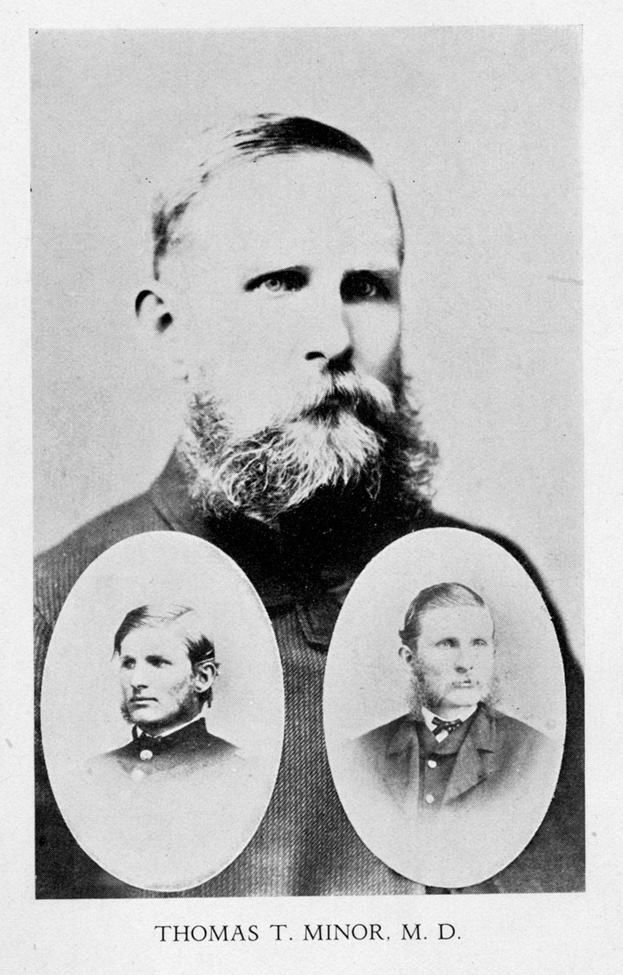 A collage of portraits of Thomas T. Minor from 1864 to 1880. (Jefferson County Historical Society)