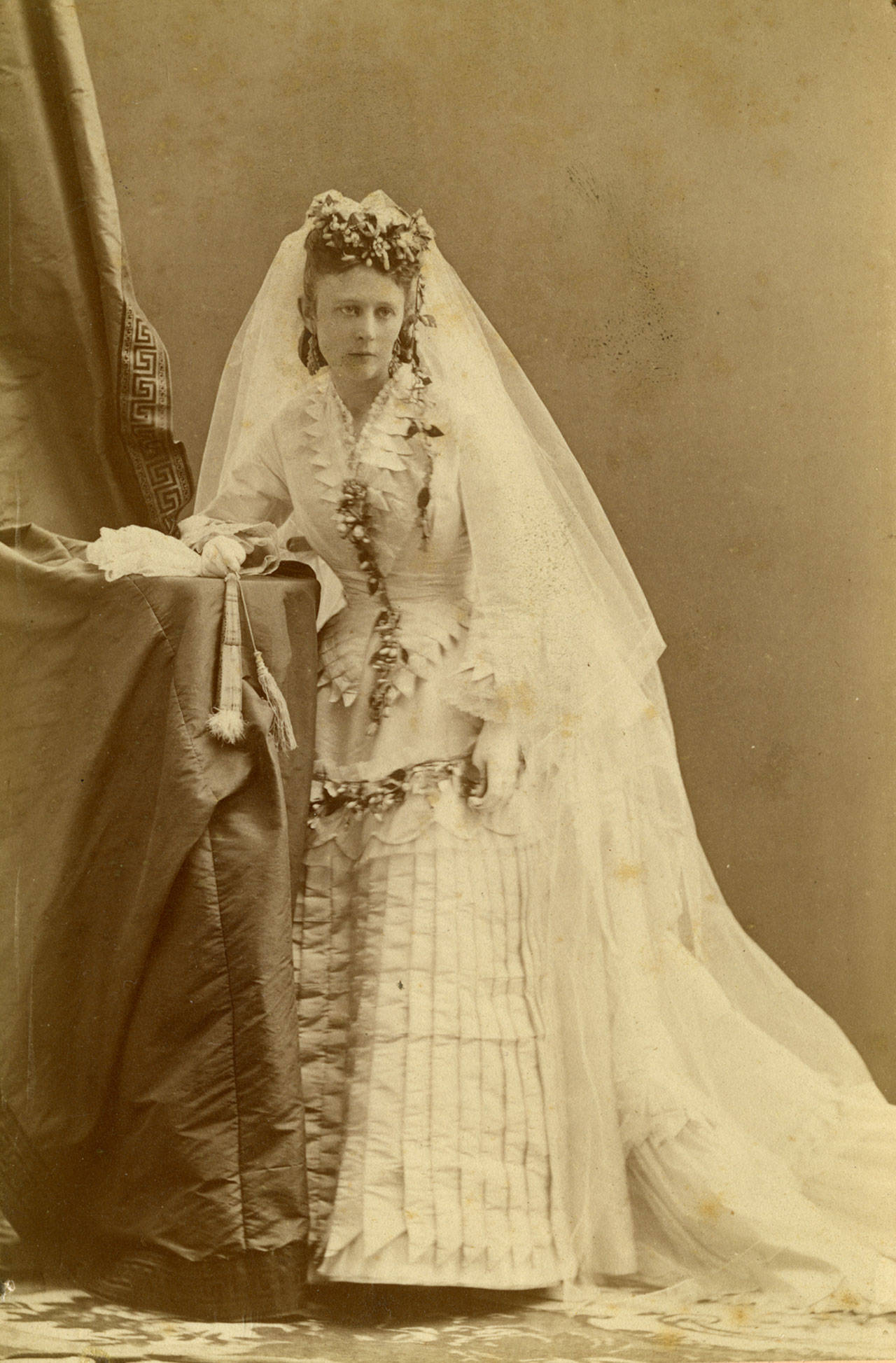 Sarah Montgomery Minor poses in her wedding dress in August 1872. (Jefferson County Historical Society)