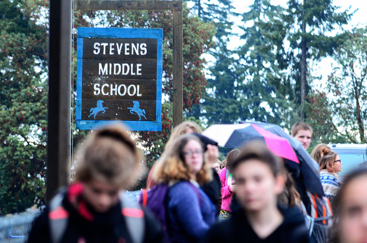 Port Angeles School District is proposing a levy that would add a new building and remodel Steven Middle School. Voters would consider the levy on the Feb. 13 ballot. (Jesse Major/Peninsula Daily News)