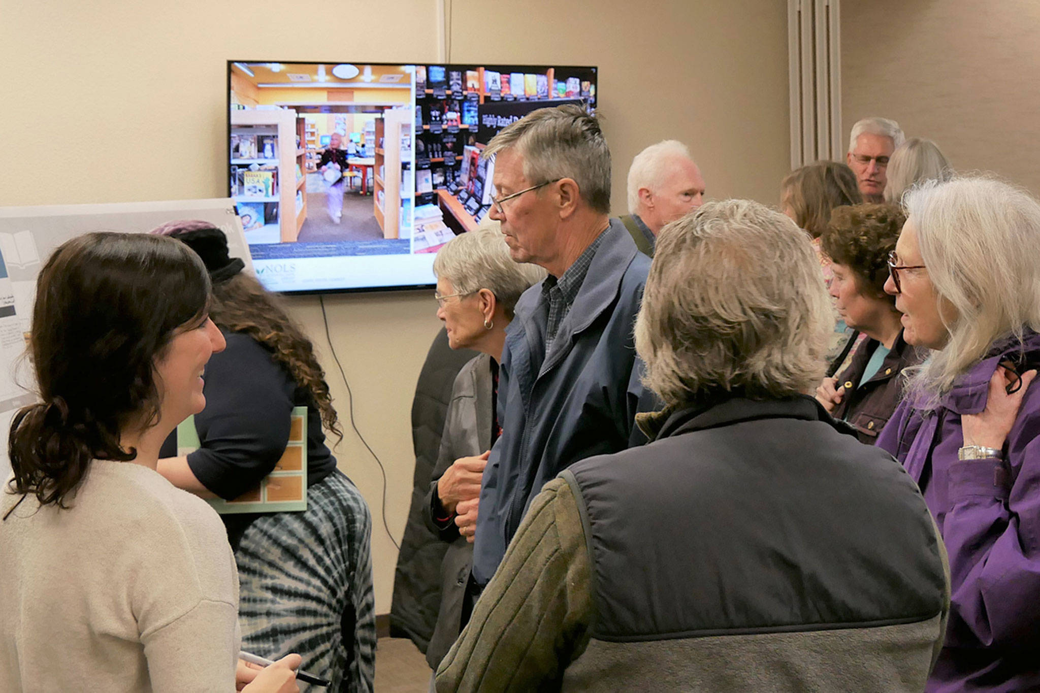 Community members gather earlier this month to discuss possible options for expanding the Sequim Library. A second meeting is set for Saturday.