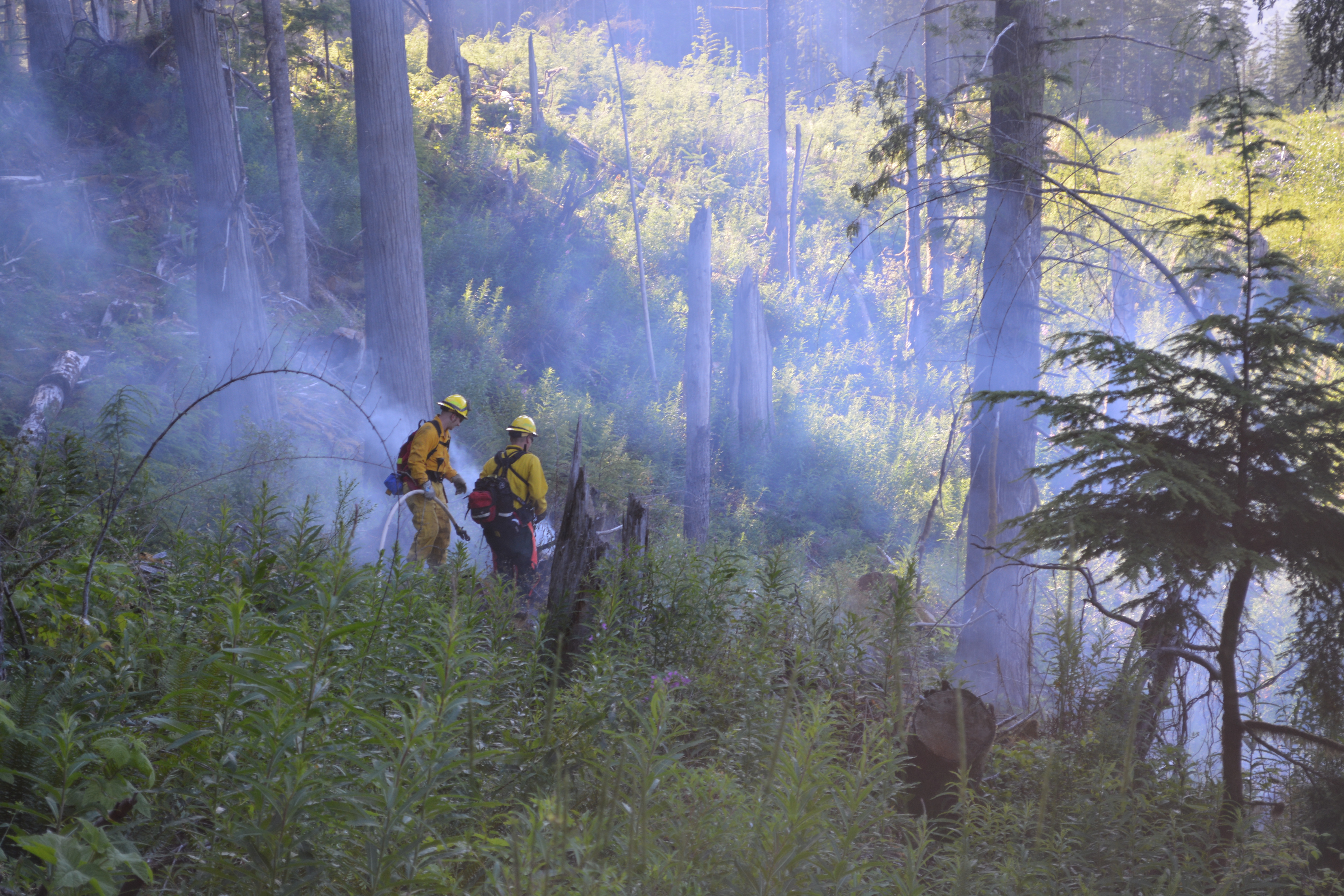 Clallam County Fire District 2 firefighters at the blaze near Lake Sutherland. Clallam County Fire District 2