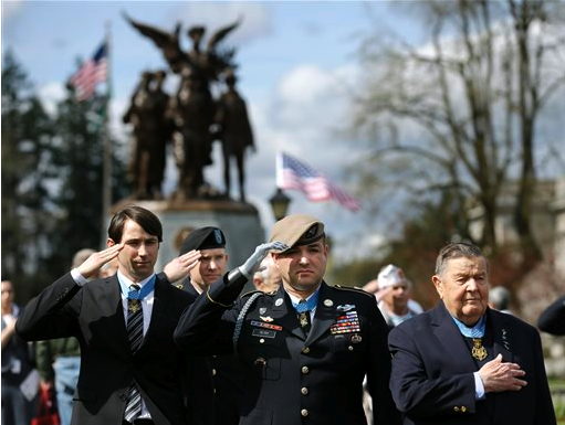 Medal of Honor recipients (from left) Capt. William Swenson
