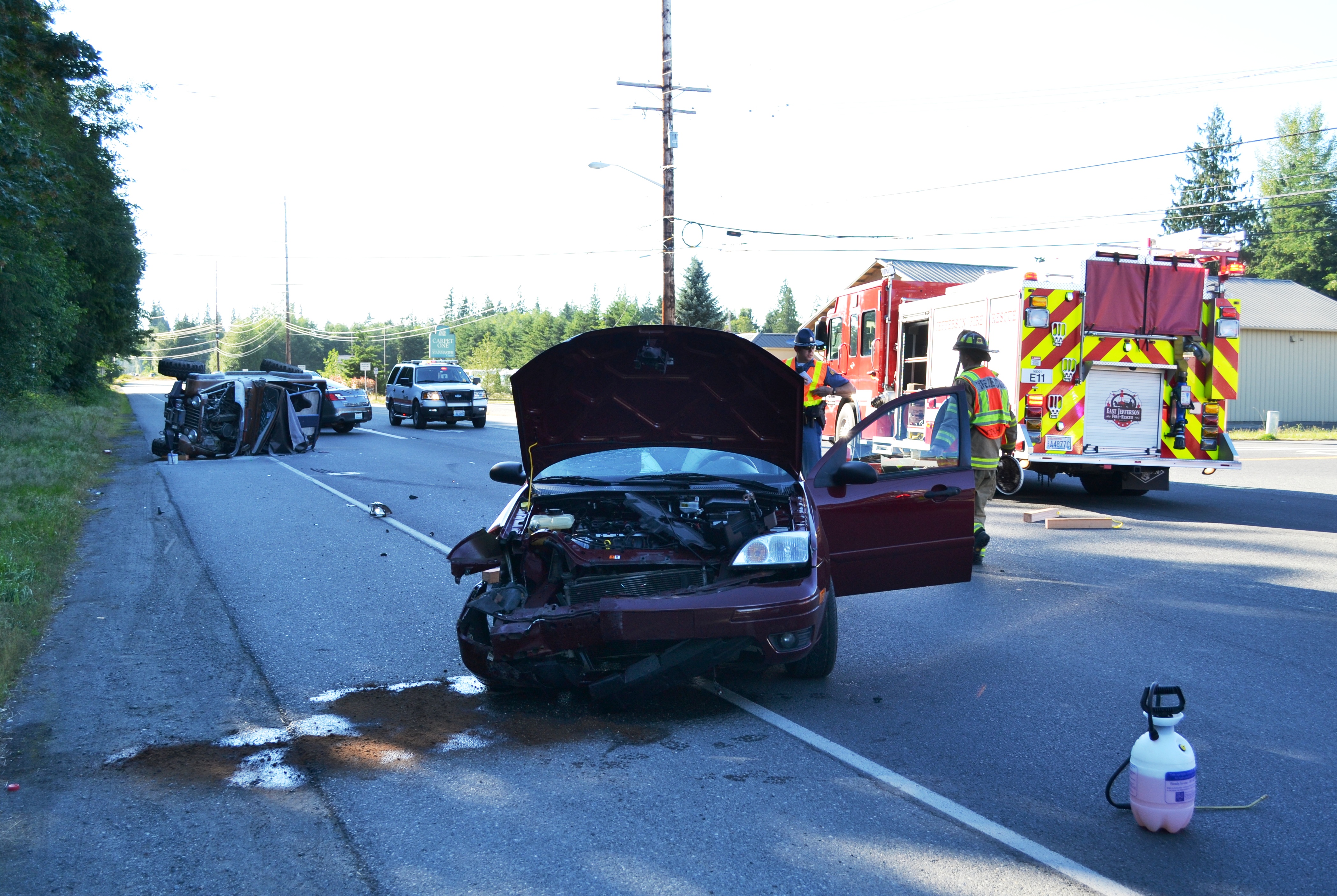 A Port Townsend girl was hurt in a two-car wreck on Irondale Road on Tuesday.