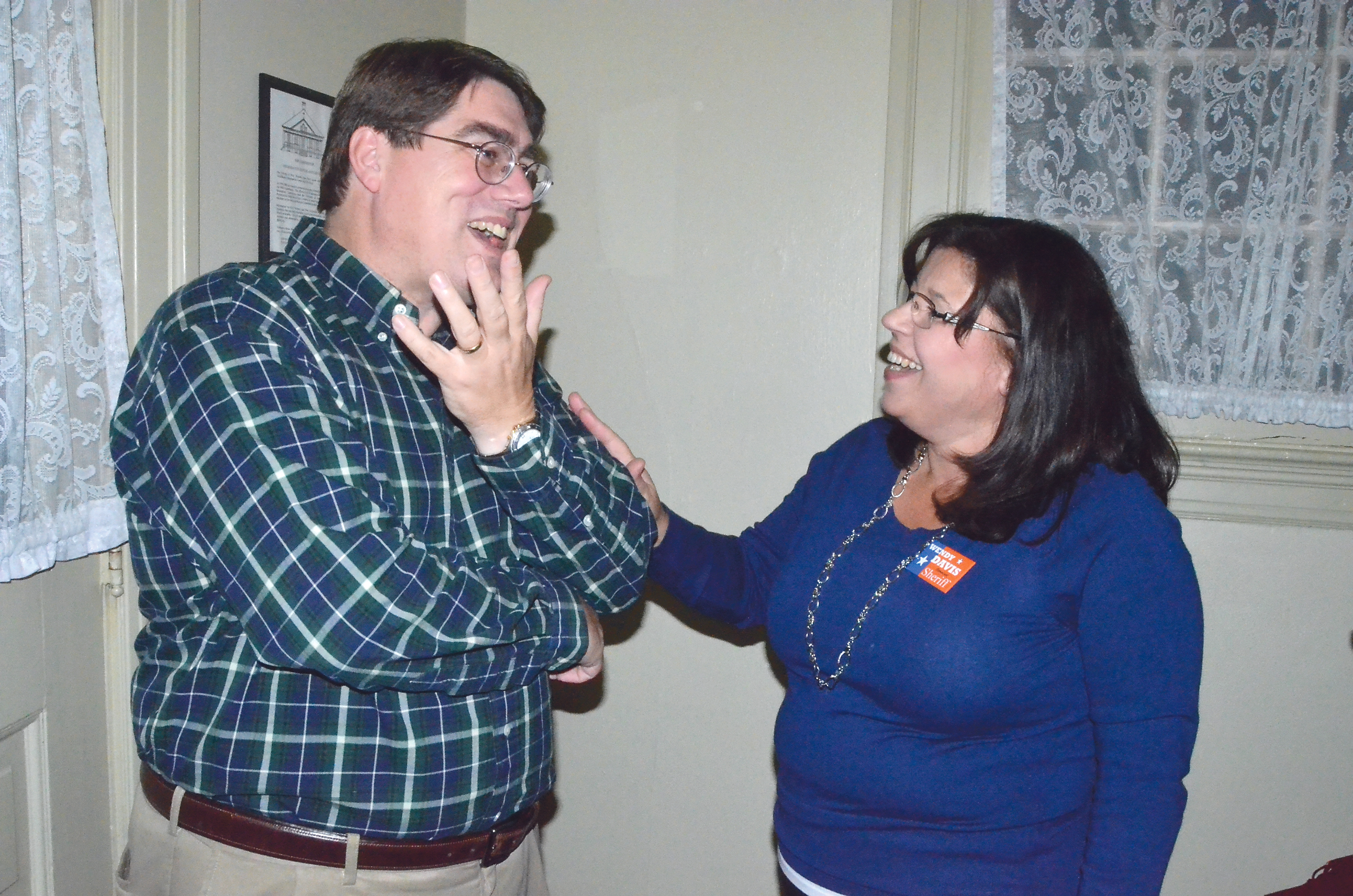 Michael Haas shares a happy moment Tuesday night with Wendy Davis. Haas had a big lead over incumbent Jefferson County Prosecuting Attorney Scott Rosekrans