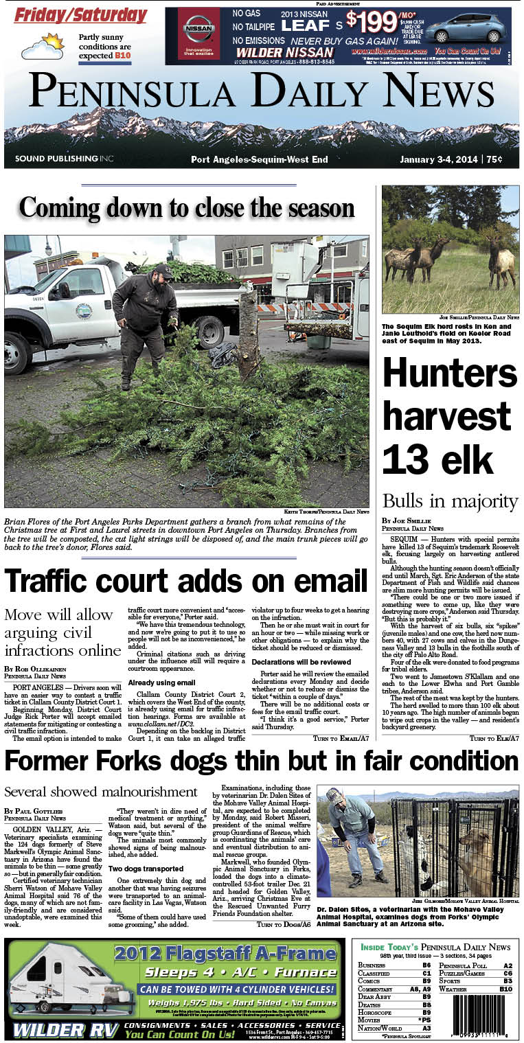 Today's front page for Clallam County readers.