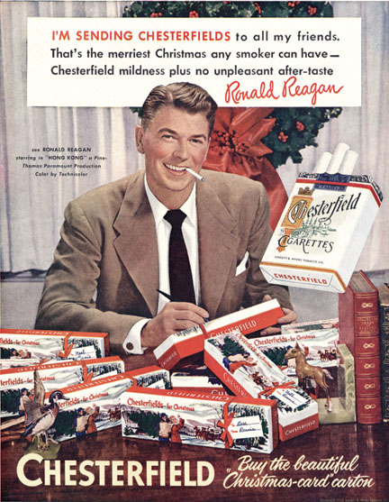 Then-movie star and future President Ronald Reagan appears in a 1949 magazine advertisement.  —Associated Press photo