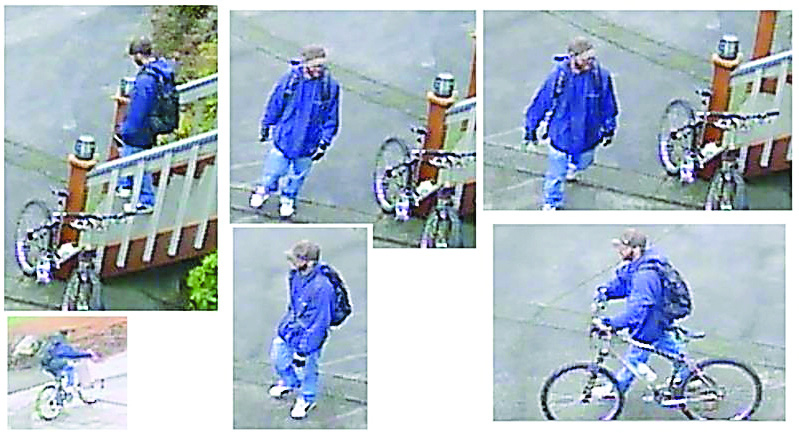 Surveillance photographs show a bearded man in blue jeans at a home on Lakeview Drive in Sequim. The house was burgled Wednesday. Clallam County Sheriff's Office