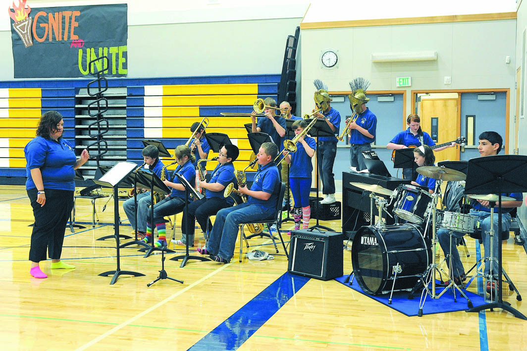 The Forks combined high school-middle school jazz band plays under the direction of Erika Rudnicki