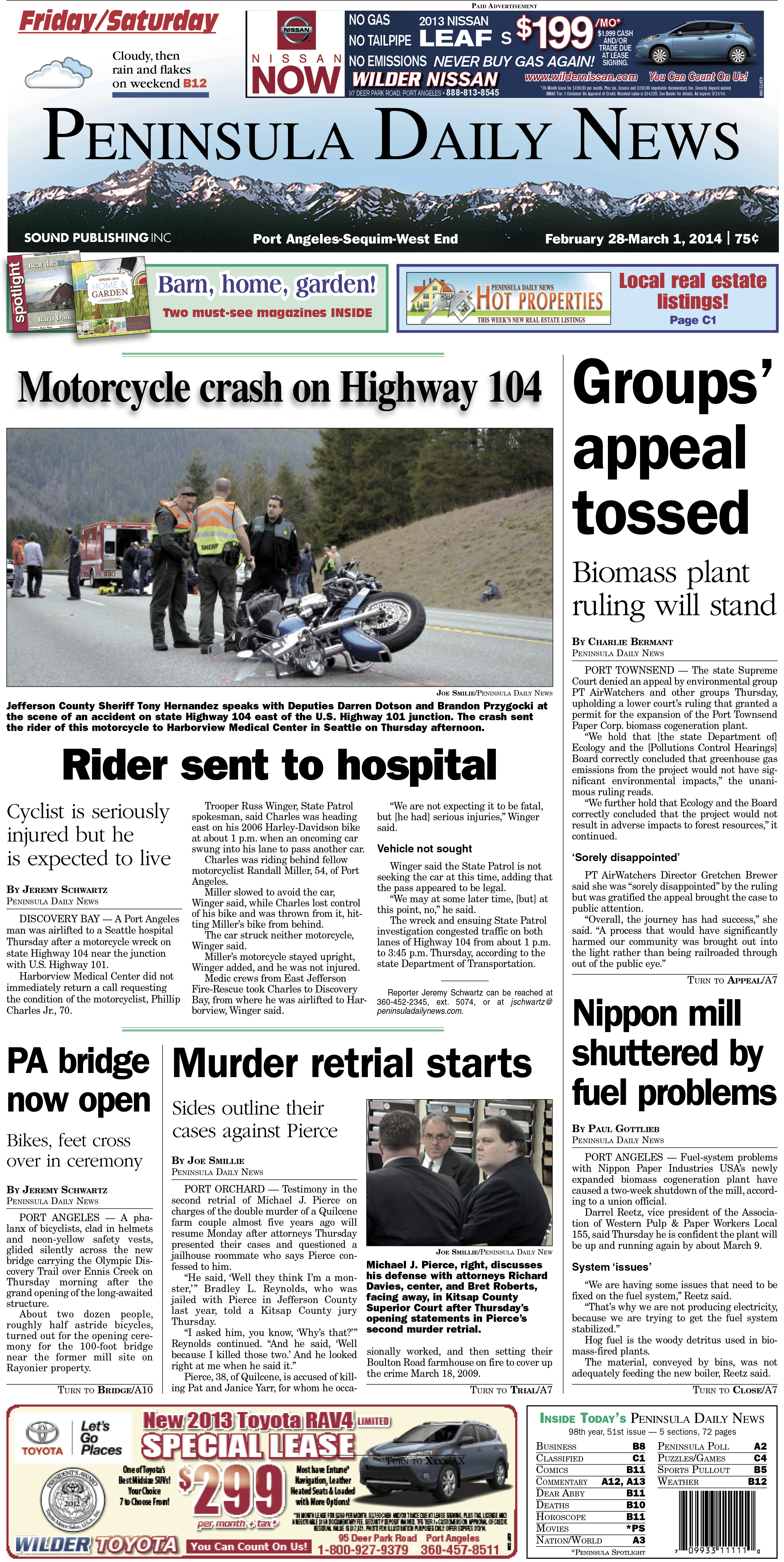 Today's front page for our Clallam County readers.