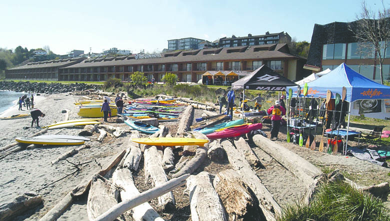 Kayaks line Hollywood Beach in Port Angeles during the 2012 Kayak Symposium. Keith Thorpe/Peninsula Daily News