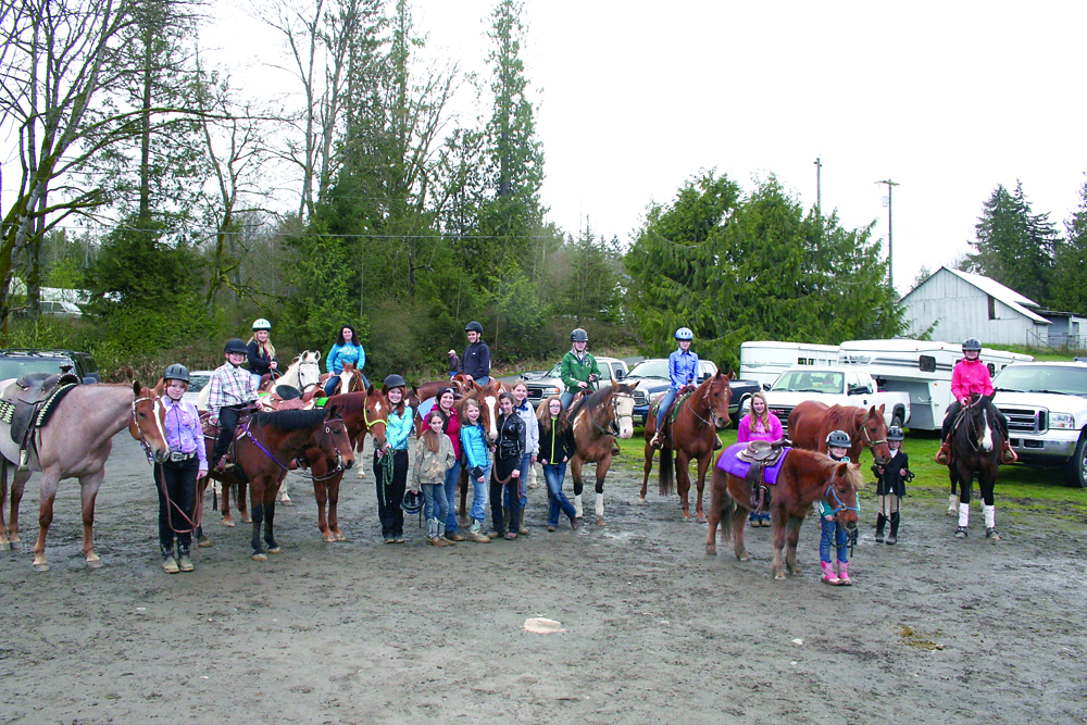 A handful of participants appears at last month's schooling show at Baker Stables. Don't miss this Sunday's show at the Port Angeles facility's indoor arena. Karen Griffiths/for Peninsula Daily News