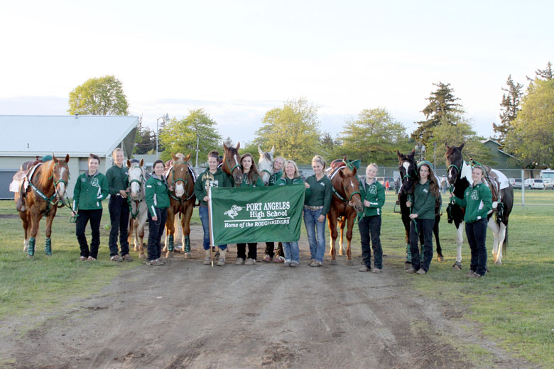 The Port Angeles High School Equestrian Team appears at the state finals in Lynden. From left are Bailee Palmer