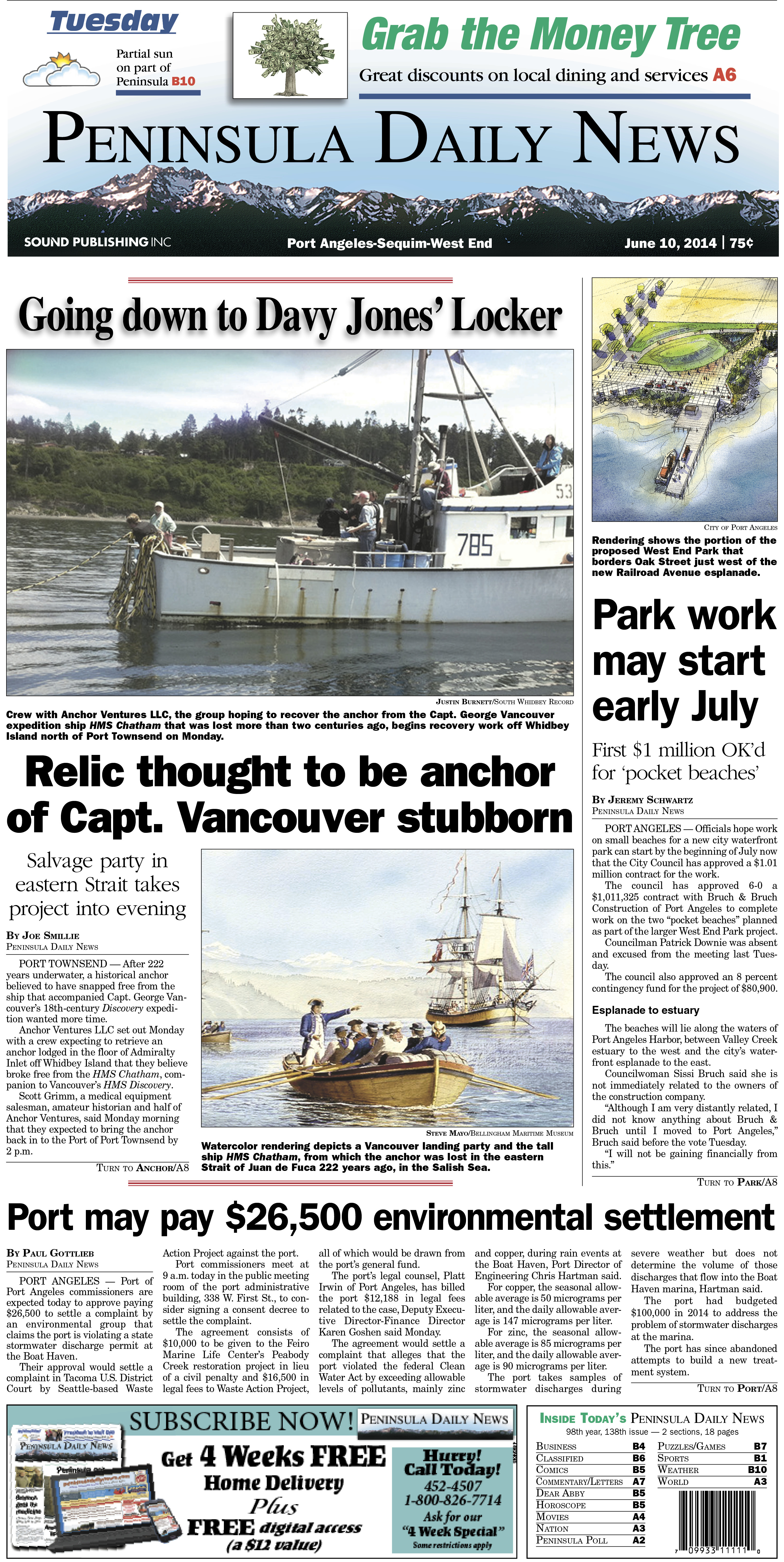 PDN's front page for today's Clallam County readers.