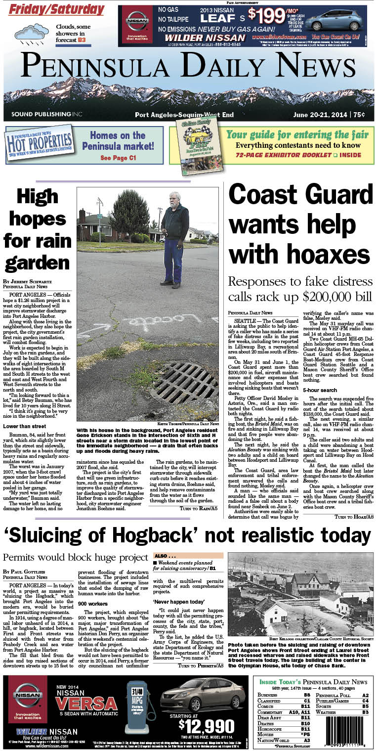PDN's front page for today's Clallam County readers.